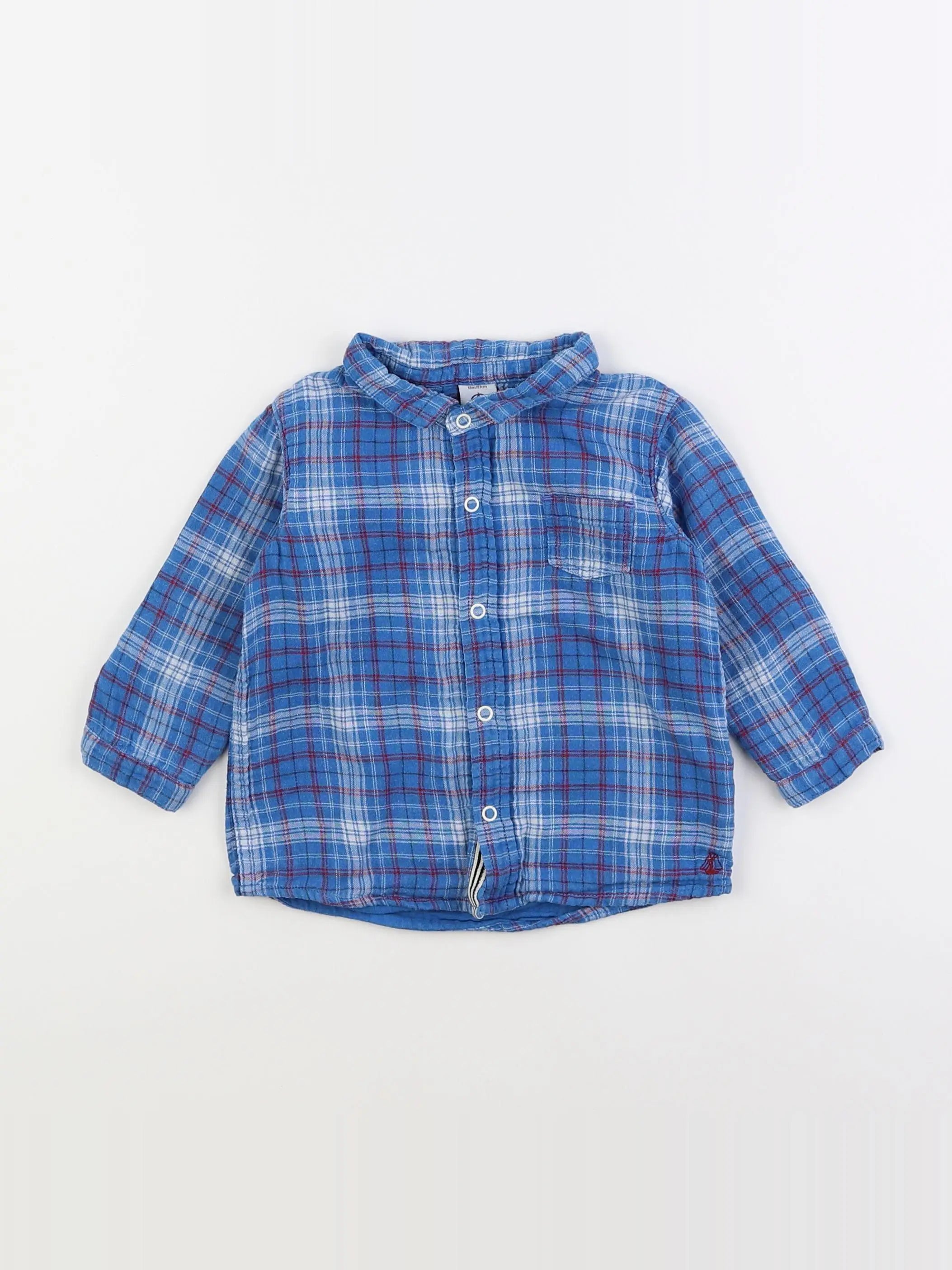Petit Bateau - chemise bleu - 18 mois