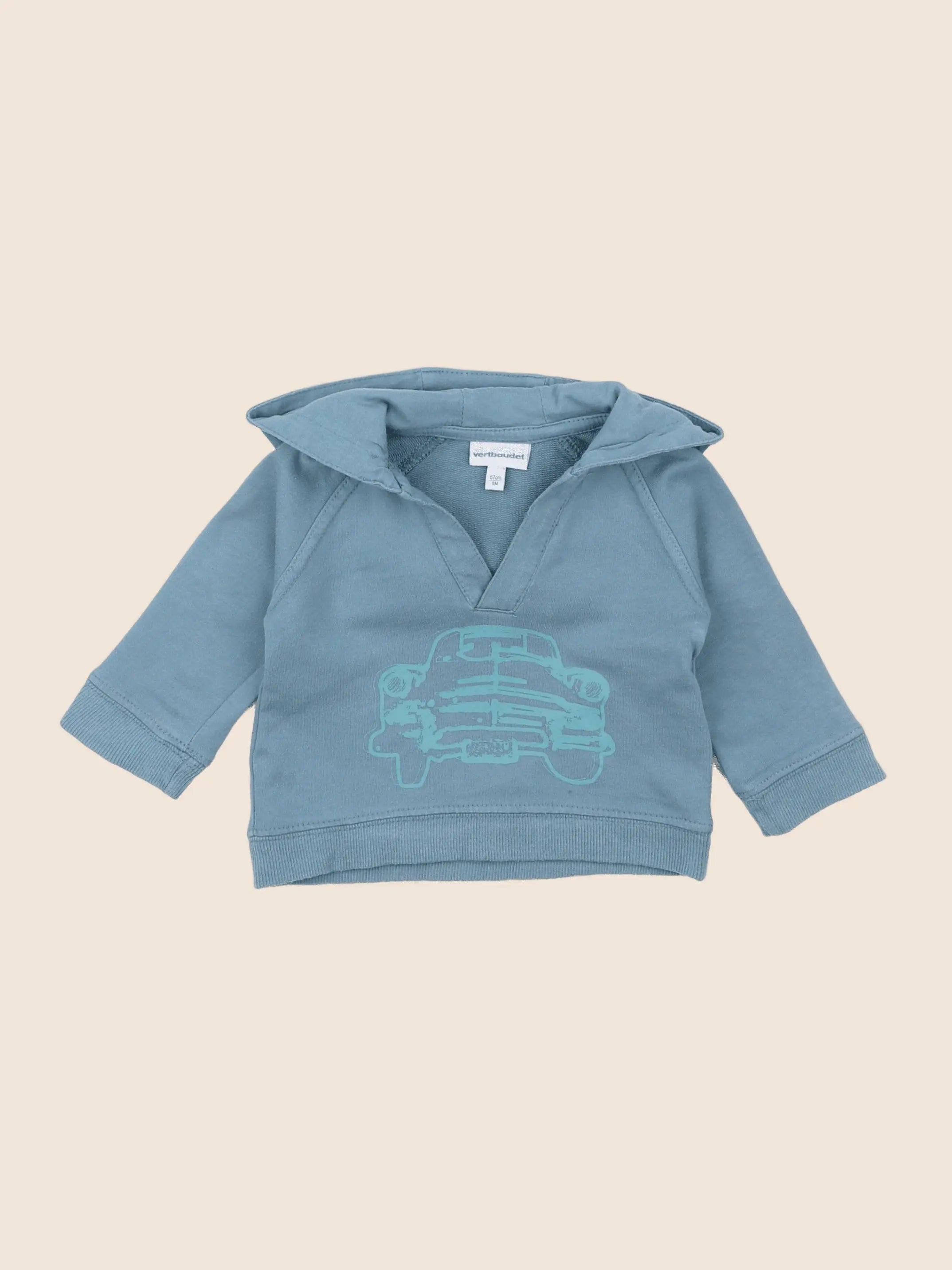 Vertbaudet - sweat bleu - 6 mois