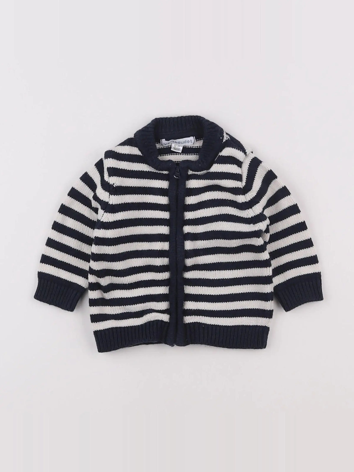 Vertbaudet - gilet blanc, bleu - 3 mois