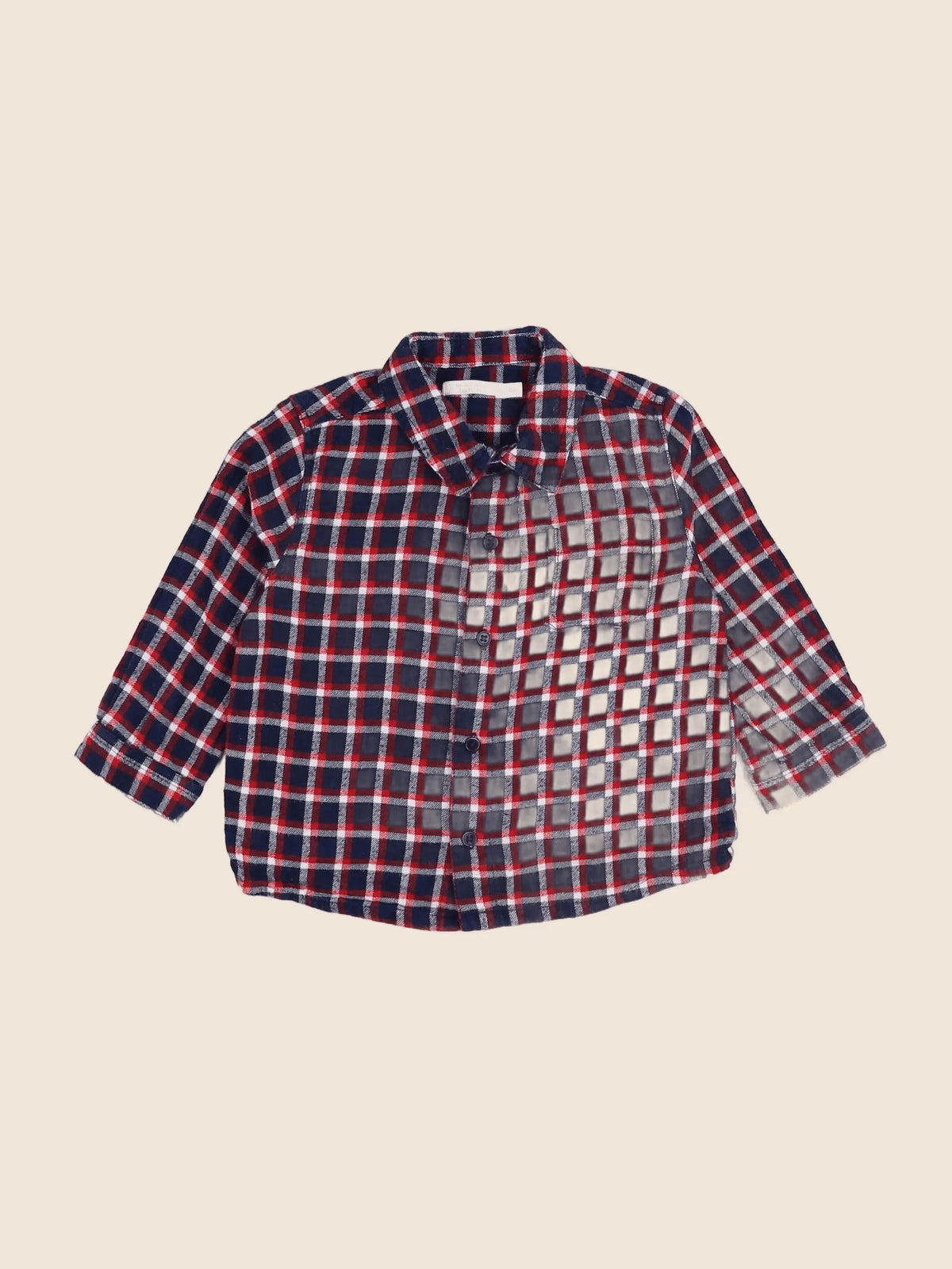Boutchou - chemise bleu, rouge - 12 mois