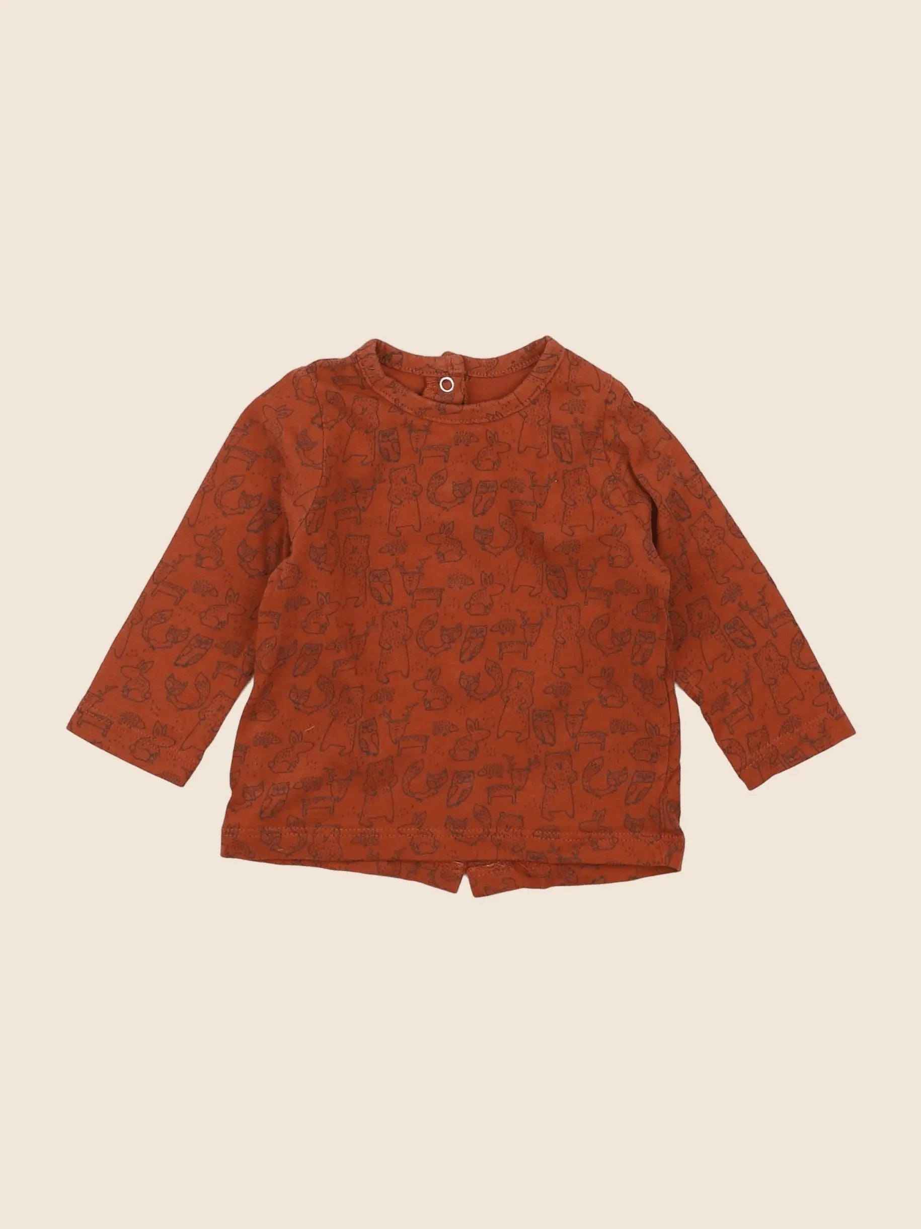 Vertbaudet - tee-shirt marron - 3 mois