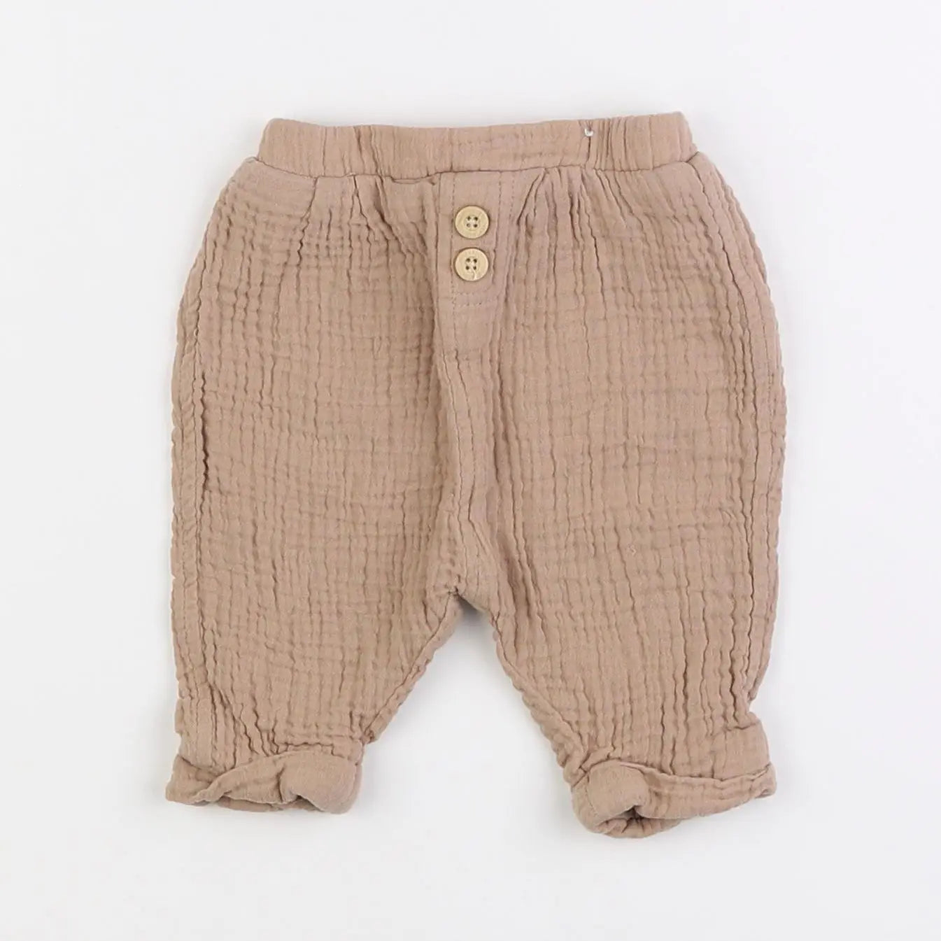 Vertbaudet - pantalon doublé velours marron - 3 mois