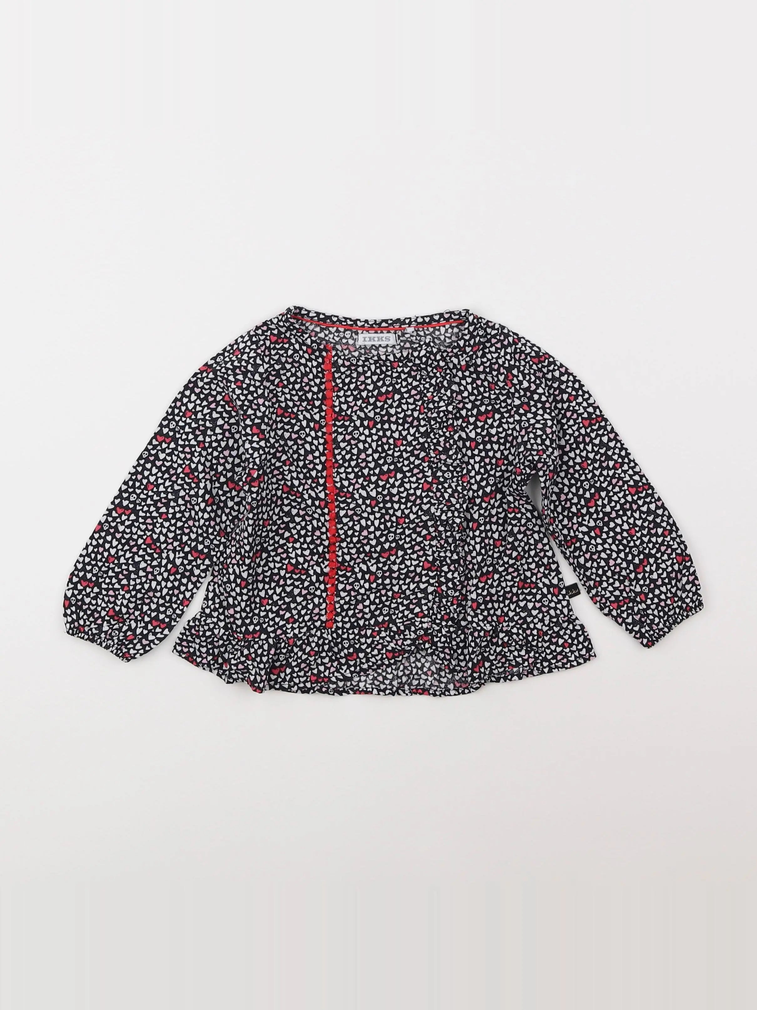 IKKS - blouse noir, rose - 18 mois