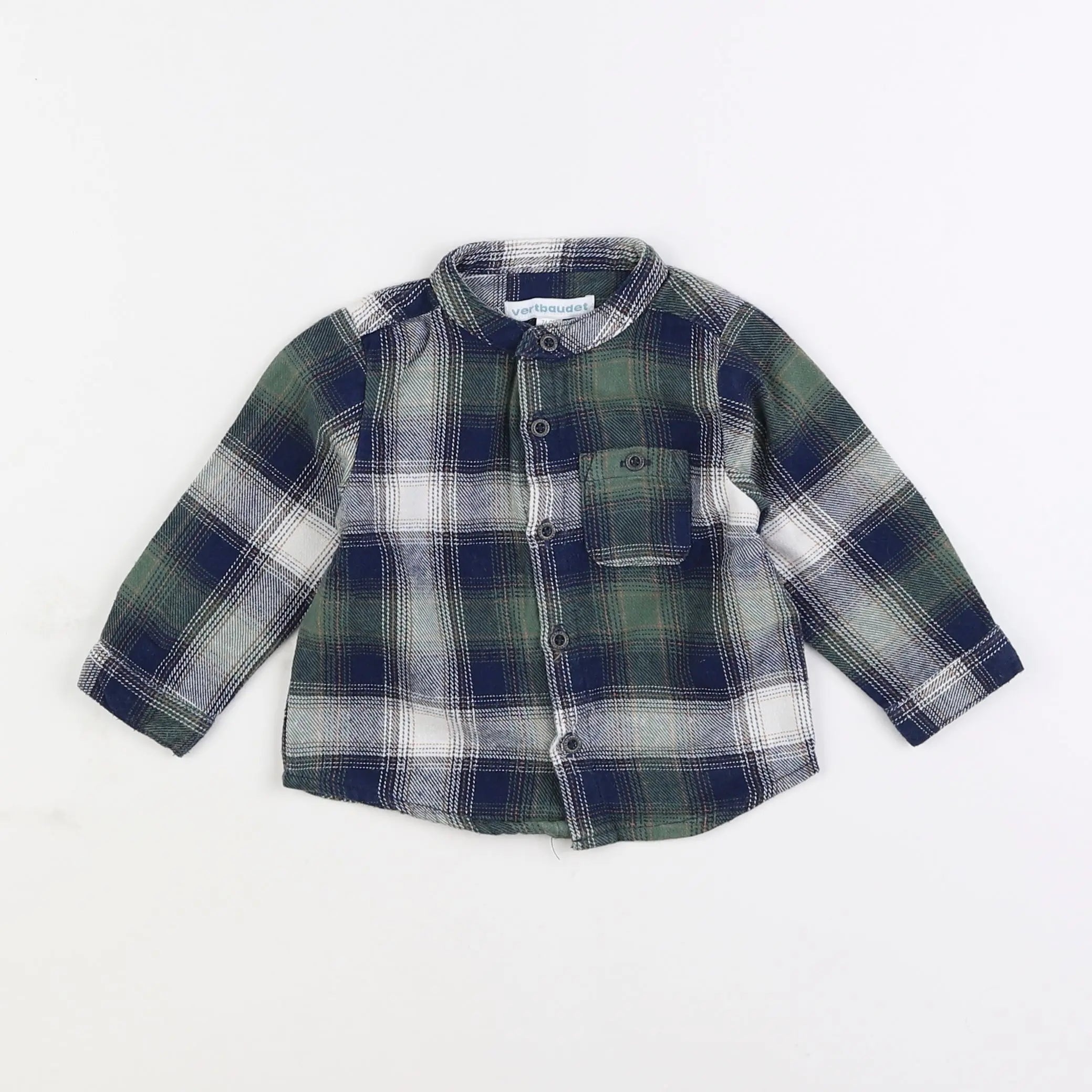 Vertbaudet - chemise bleu, vert - 12 mois