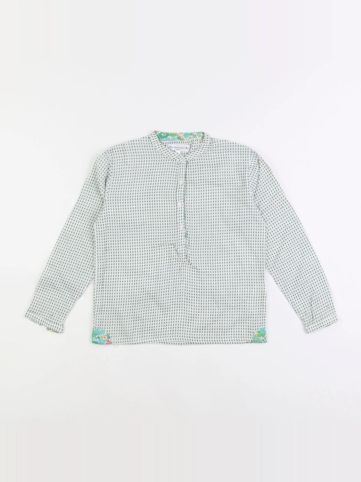 Bleu Comme Gris - blouse blanc, vert - 7 ans