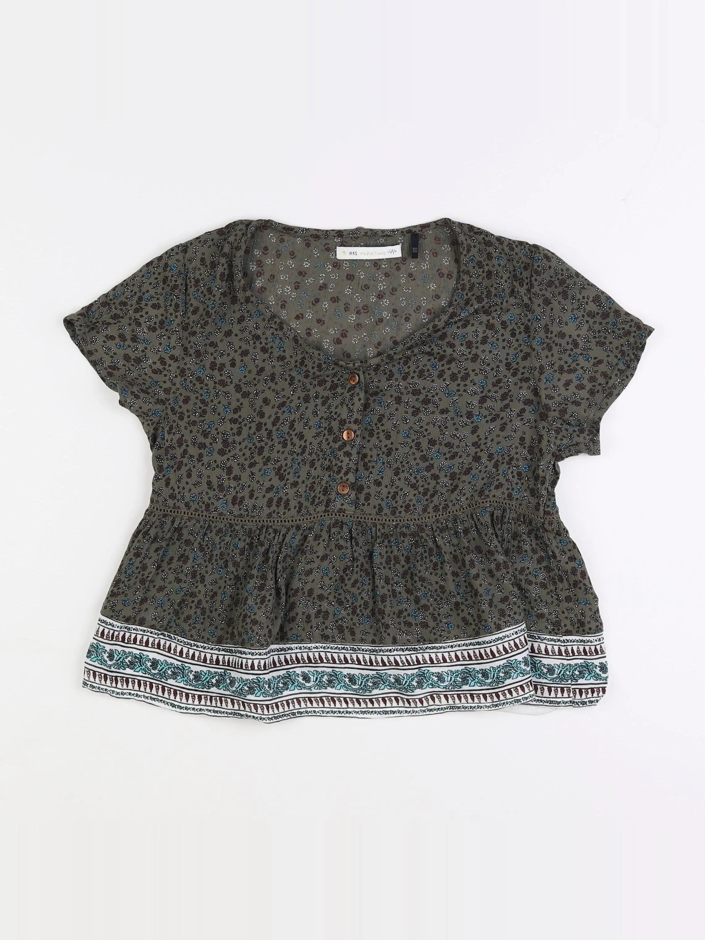 IKKS - blouse vert, marron - 10 ans
