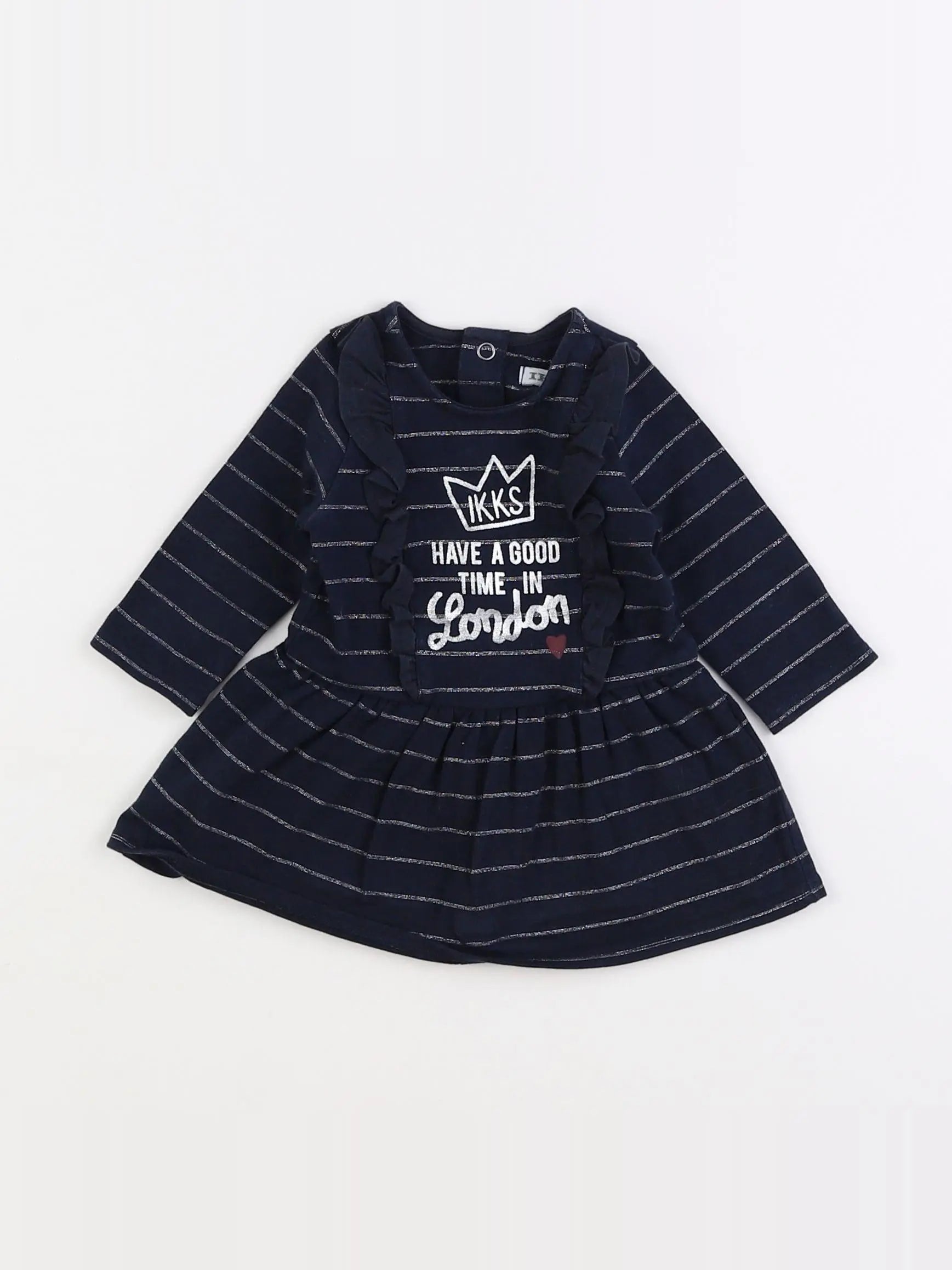 IKKS - robe bleu, argent - 3 mois