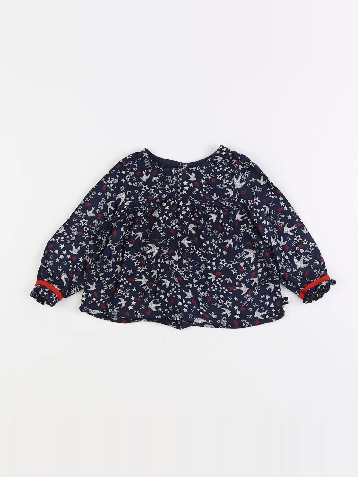 IKKS - blouse bleu, rouge - 6 mois