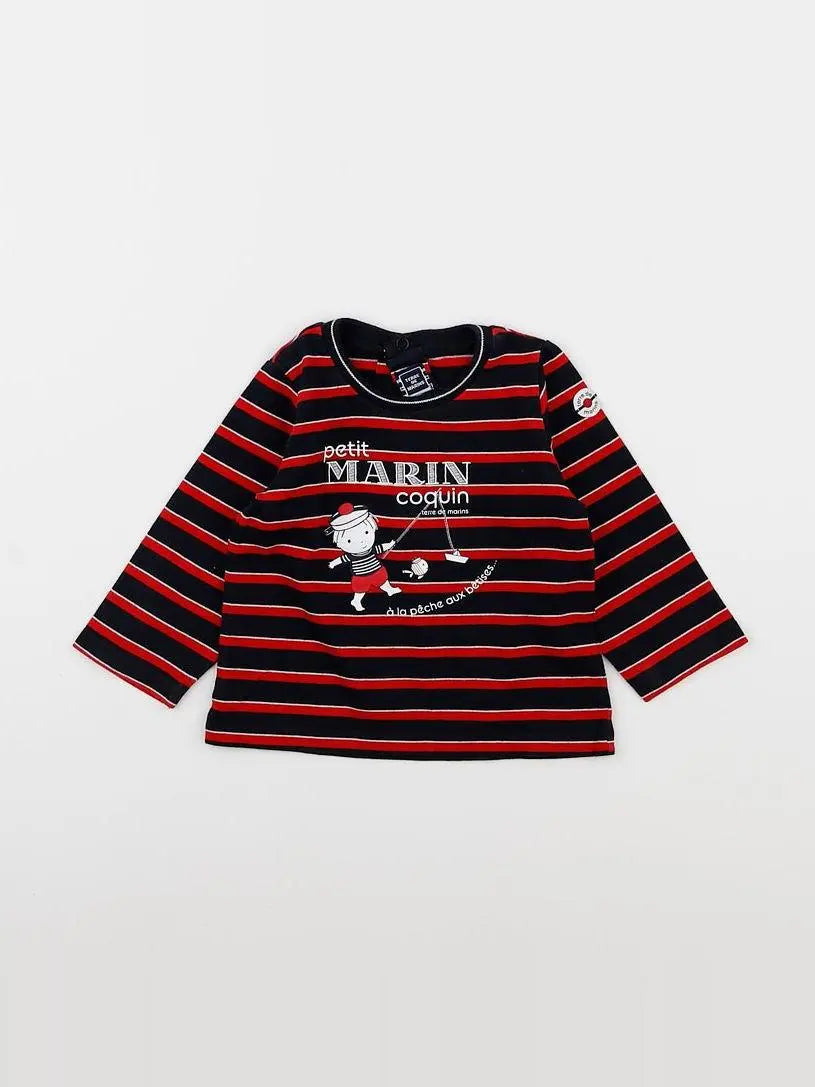 Terre de marins - tee-shirt bleu, rouge - 12 mois