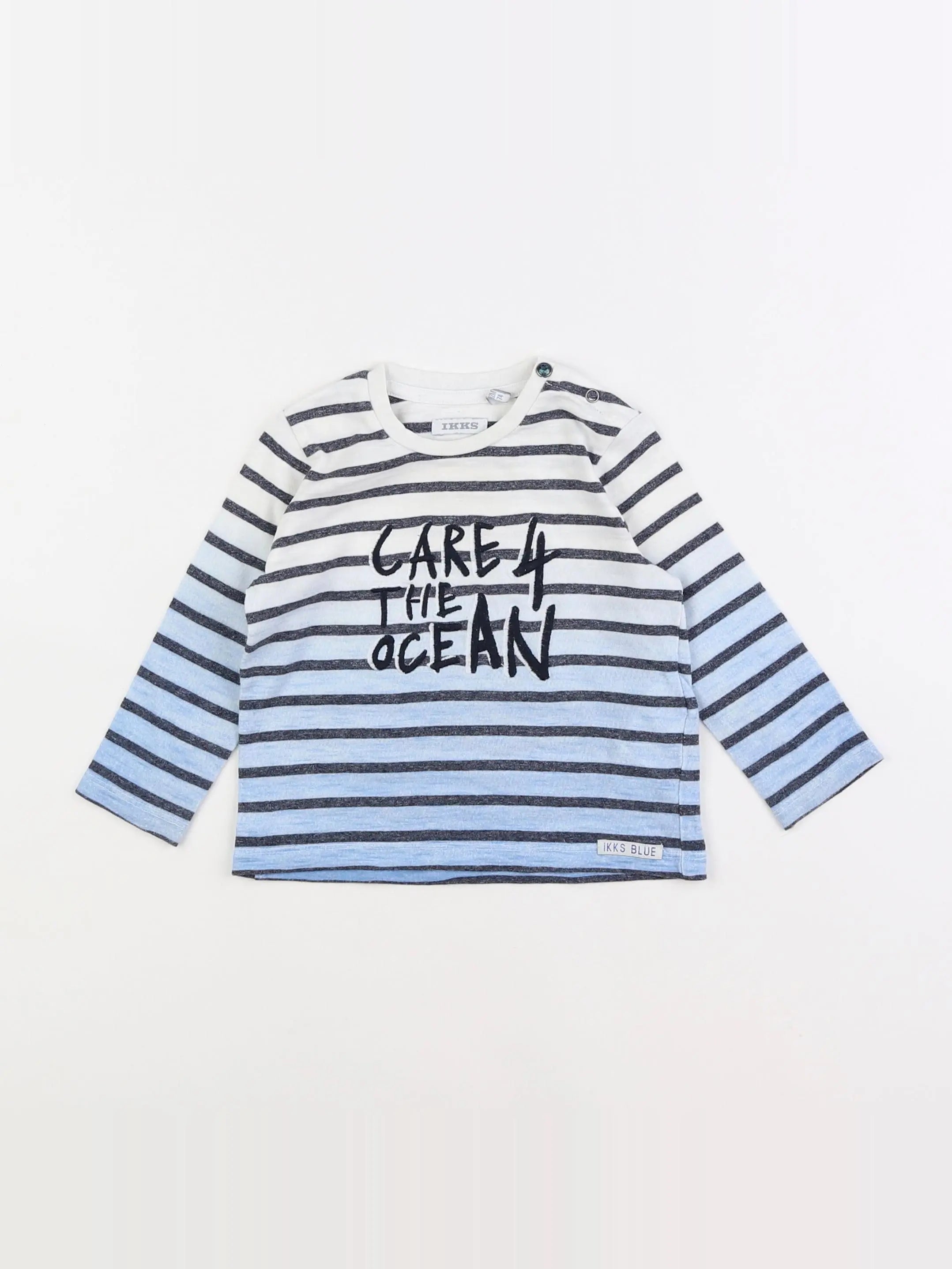 IKKS - tee-shirt blanc, bleu - 12 mois