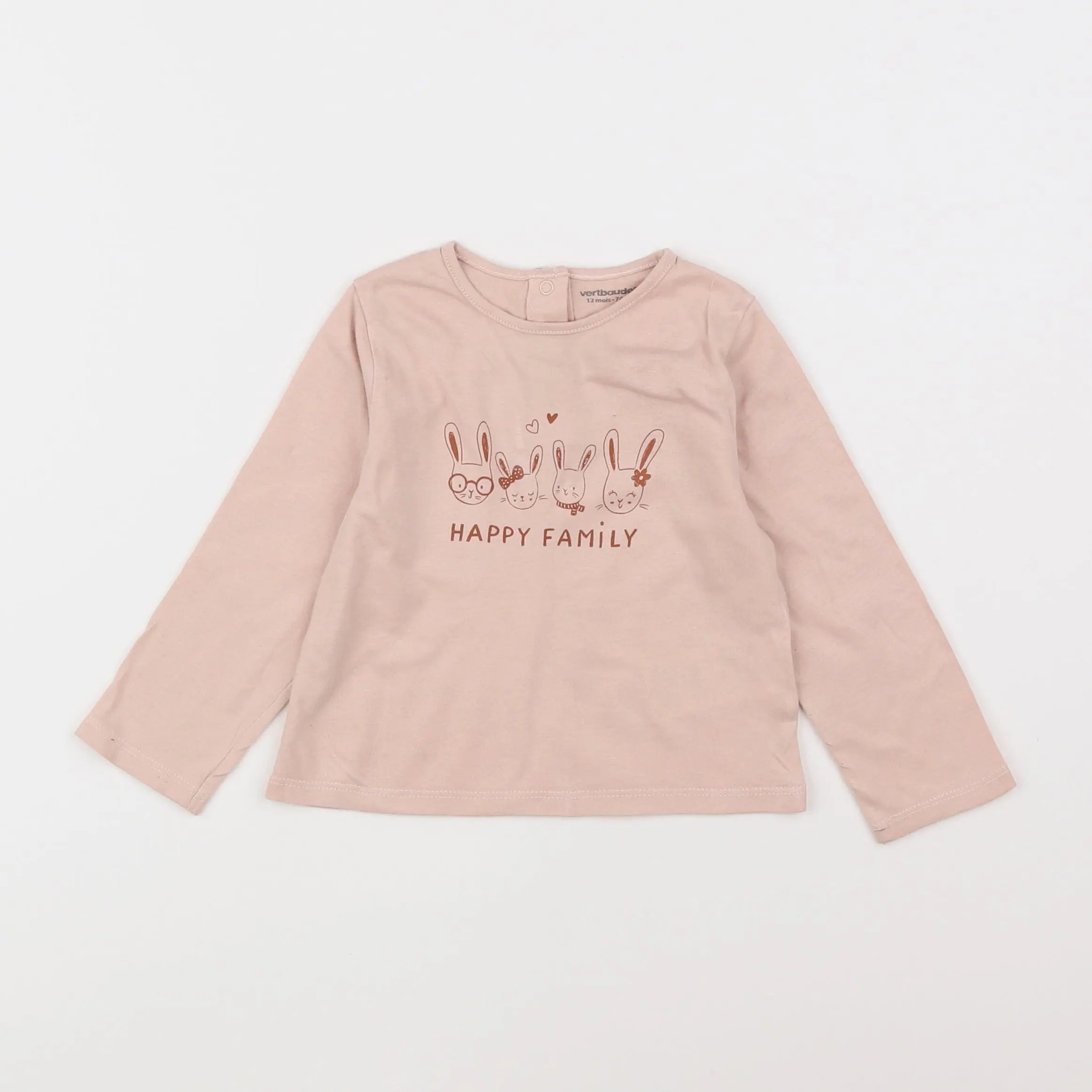 Vertbaudet - tee-shirt rose - 12 mois