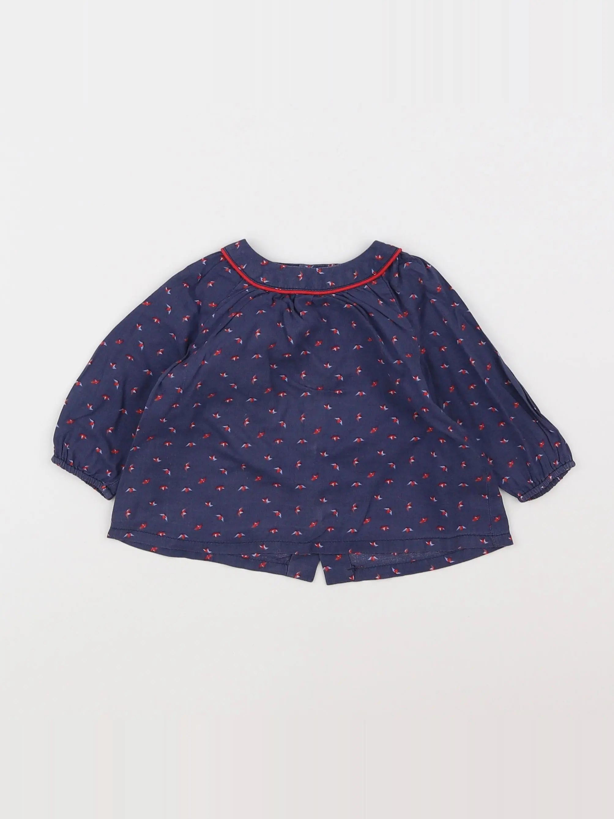 Boutchou - blouse bleu, rouge - 6 mois