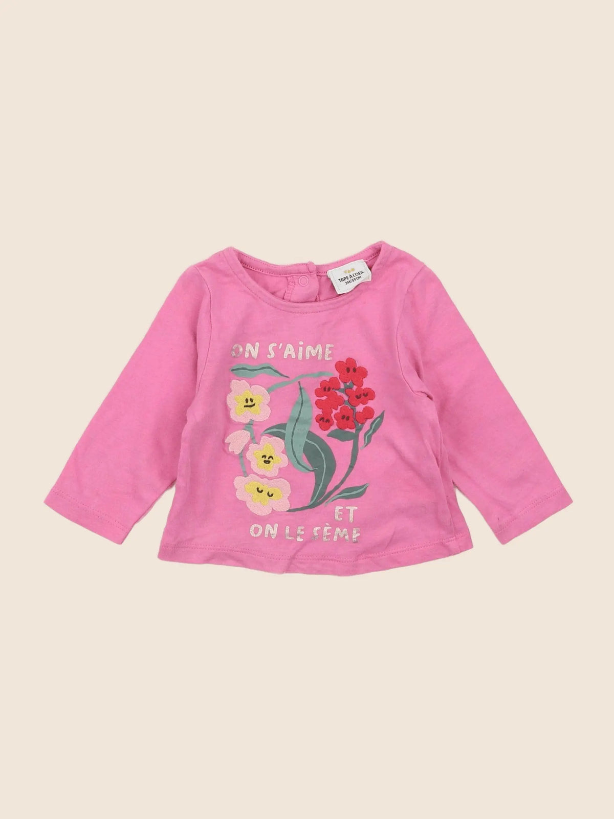 Tape à l'oeil - tee-shirt rose - 3 mois