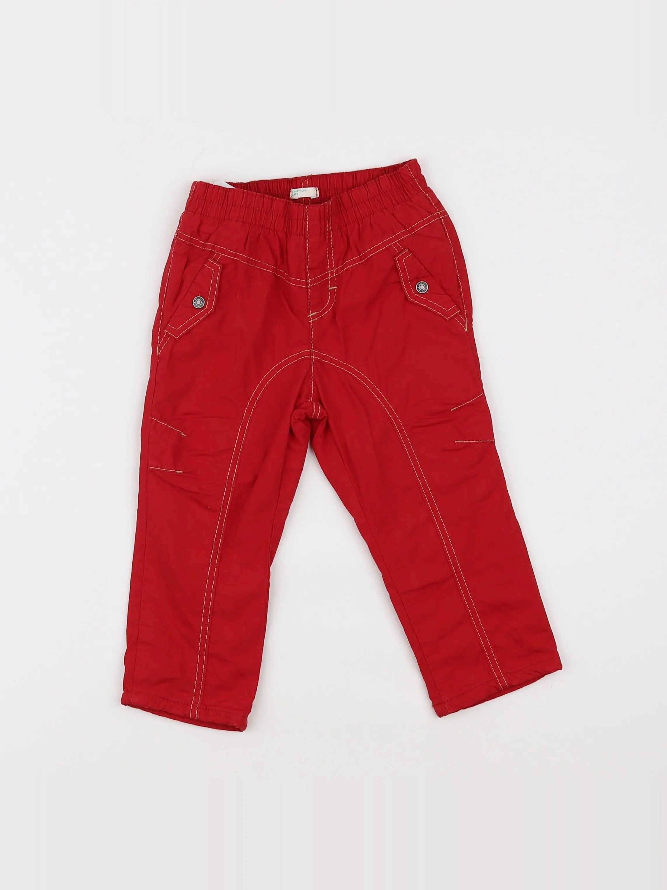 Benetton - pantalon rouge - 9/12 mois
