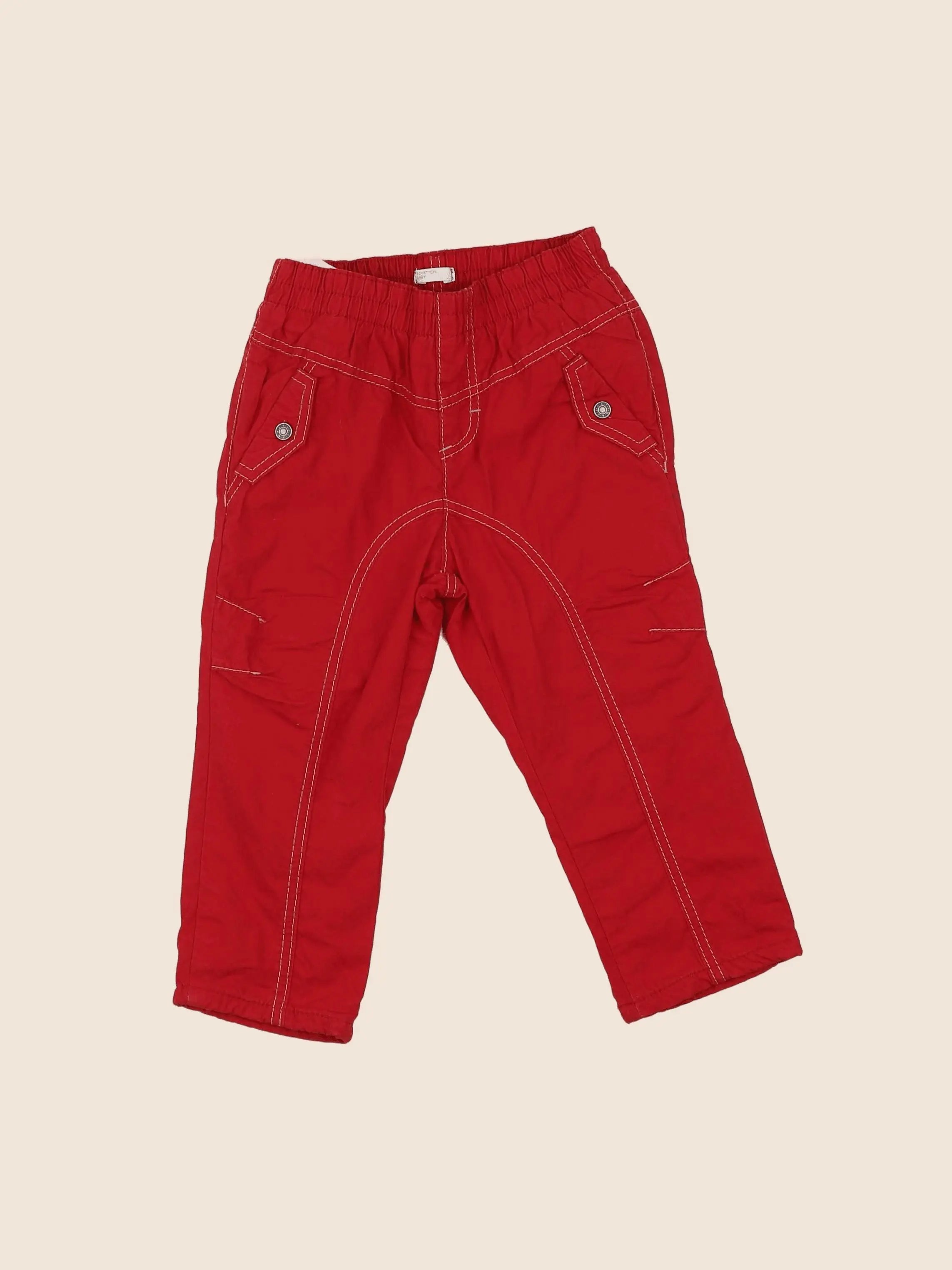Benetton - pantalon rouge - 9/12 mois