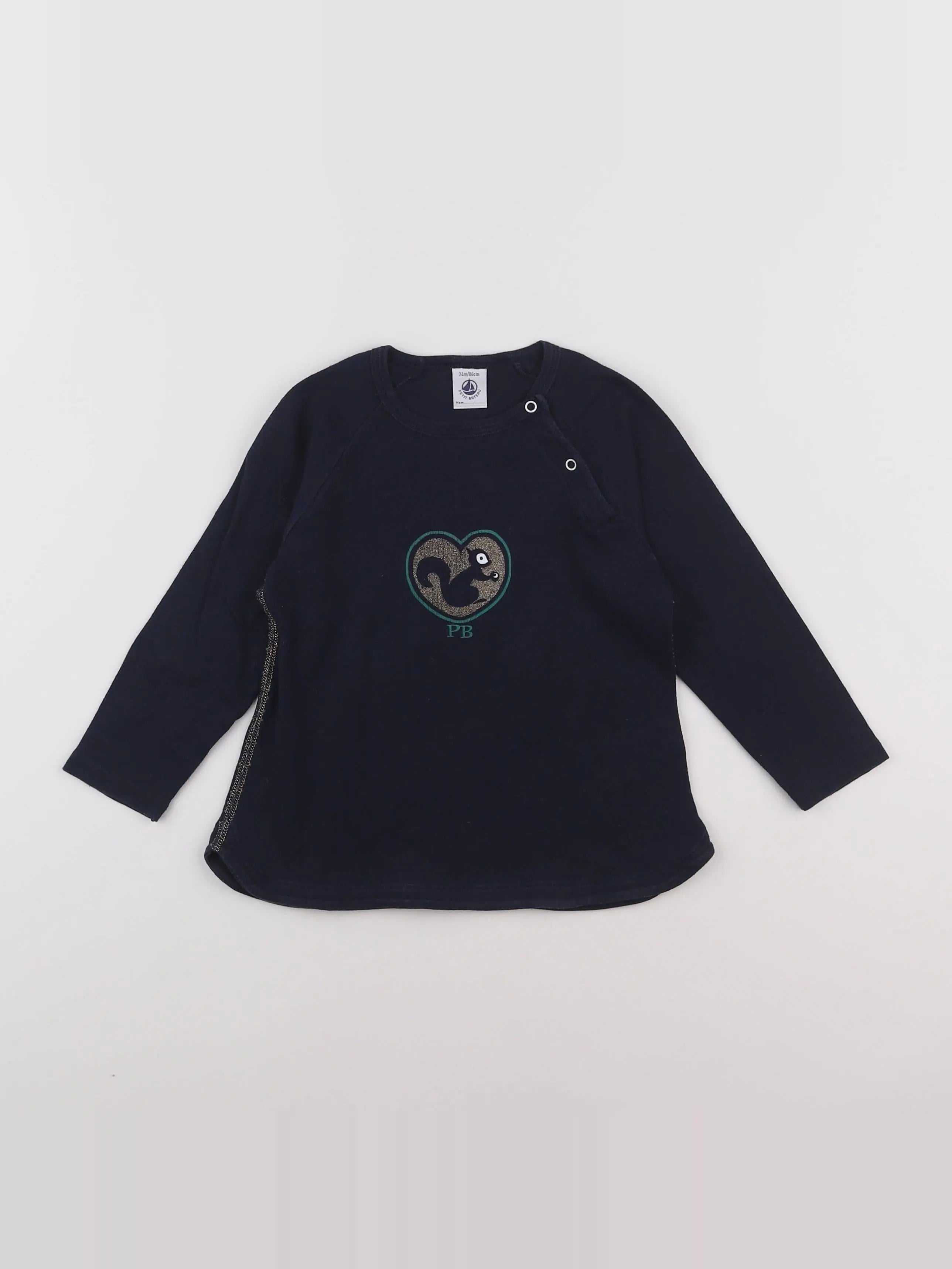 Petit Bateau - tee-shirt bleu - 2 ans