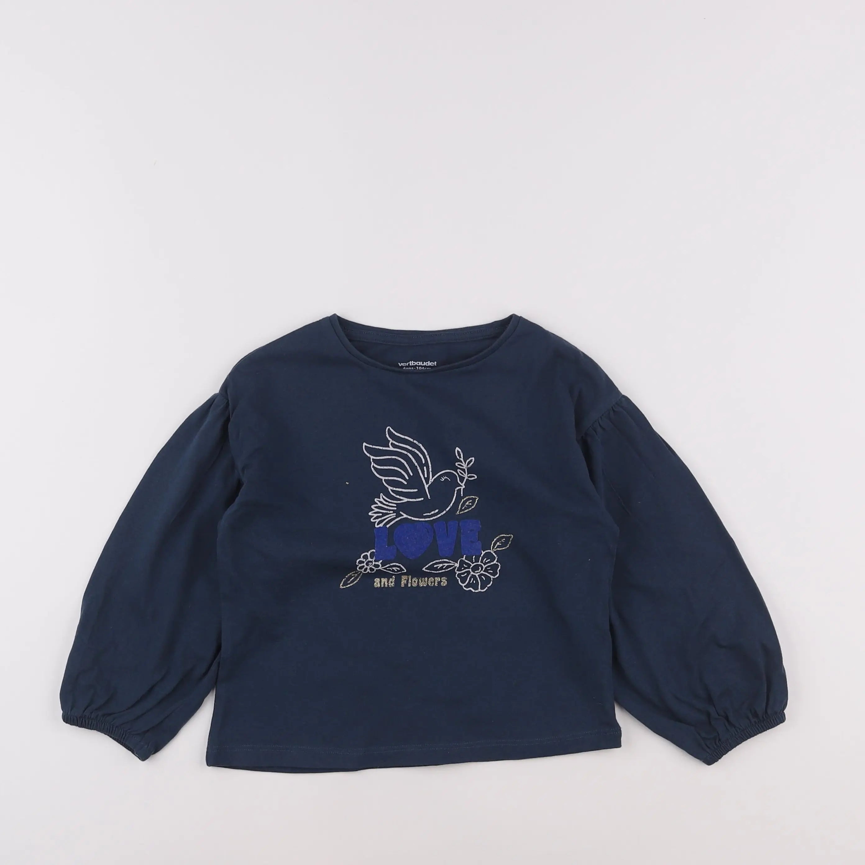 Vertbaudet - tee-shirt bleu, or - 4 ans