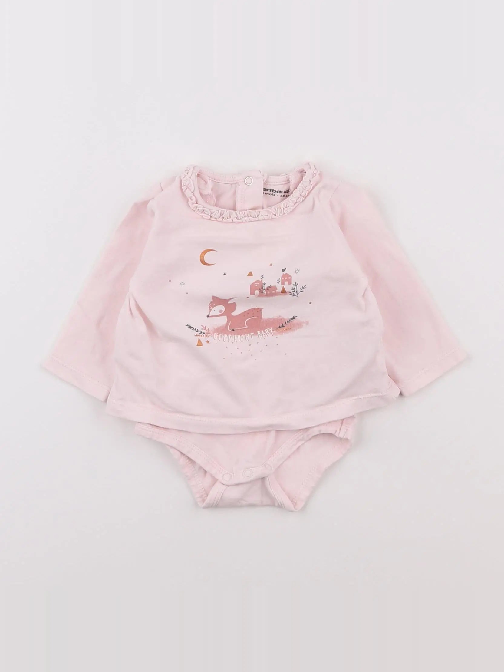 Vertbaudet - body tee-shirt rose - 3 mois