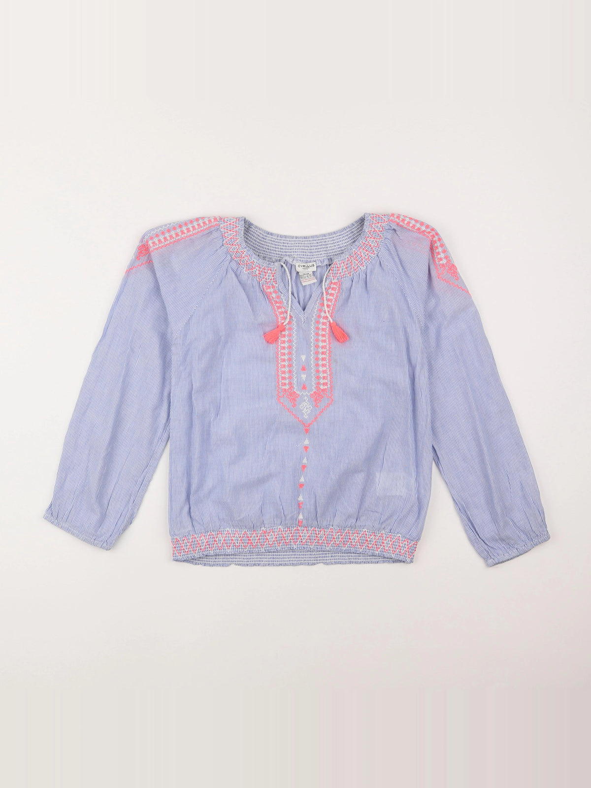 Cyrillus - blouse blanc, bleu - 10 ans