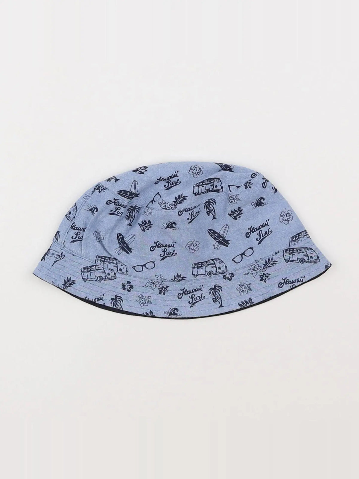 Vertbaudet - chapeau réversible bleu - 8/10 ans