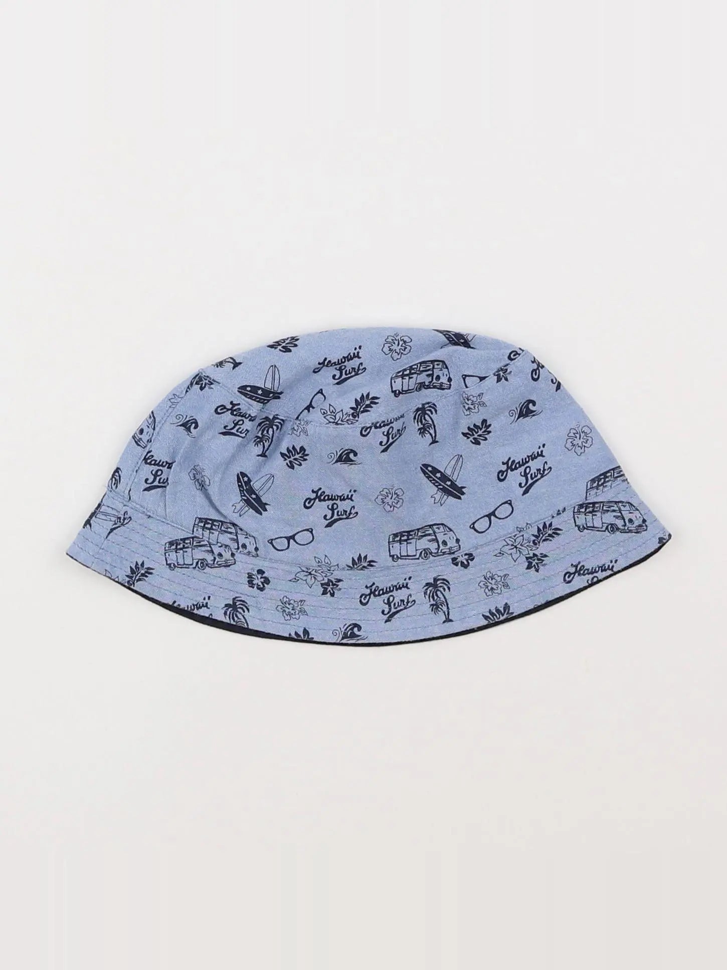 Vertbaudet - chapeau réversible bleu - 8/10 ans