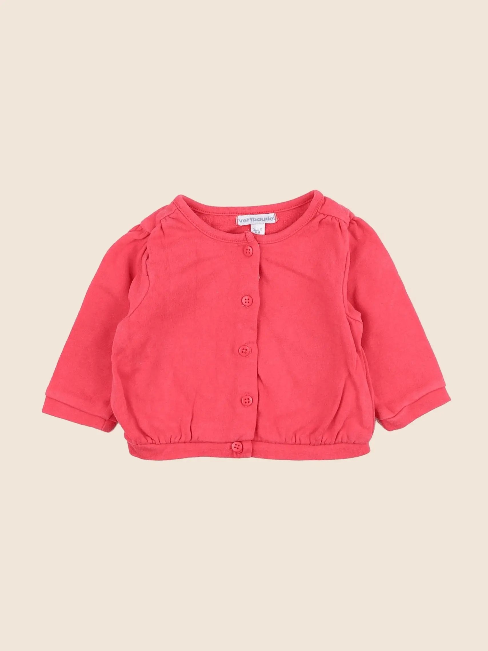 Vertbaudet - sweat rose - 6 mois