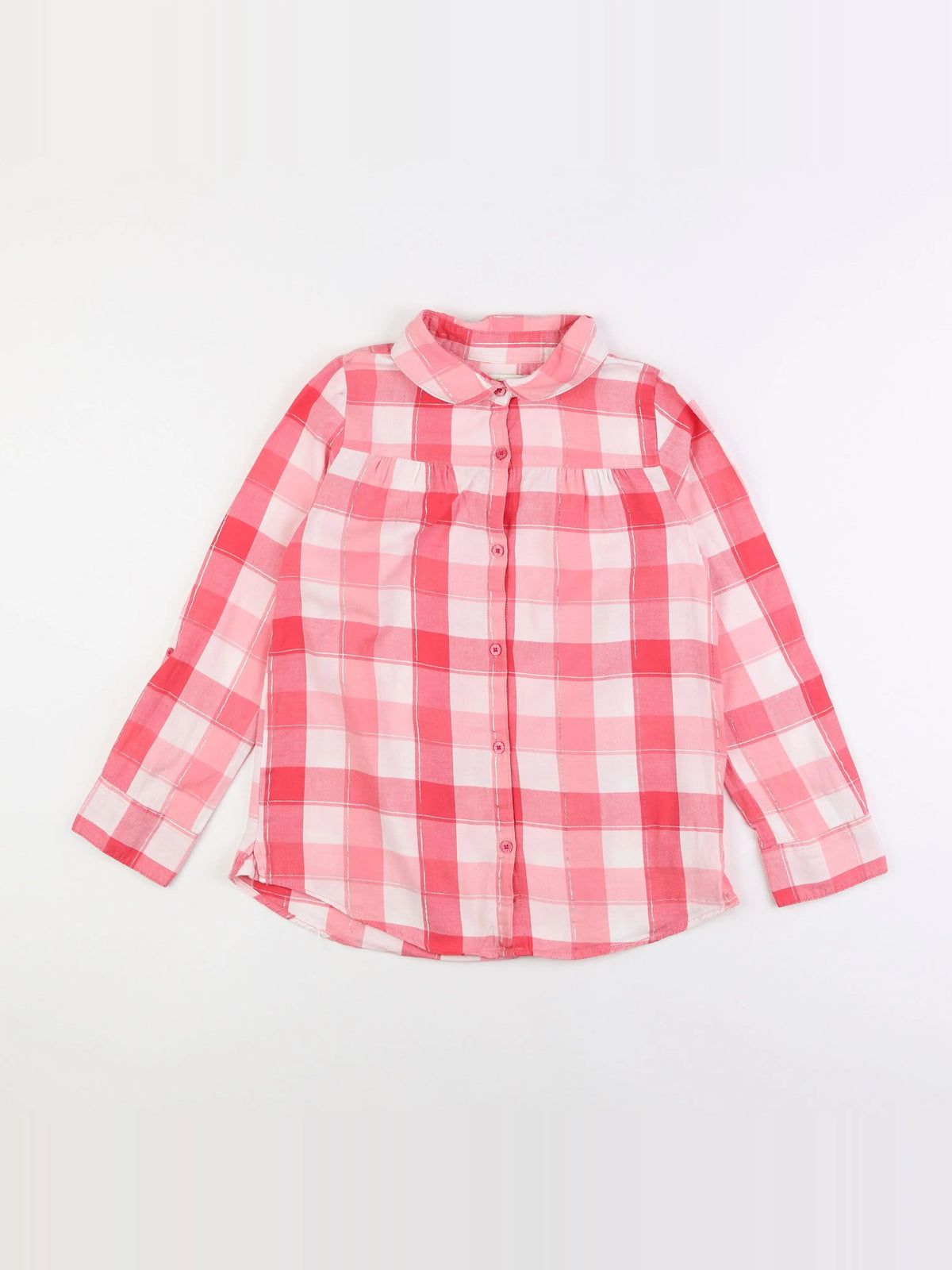 Vertbaudet - chemise blanc, rose - 10 ans