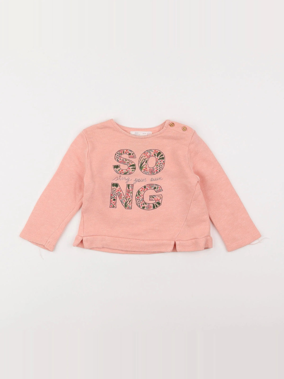 Zara - sweat rose - 9/12 mois