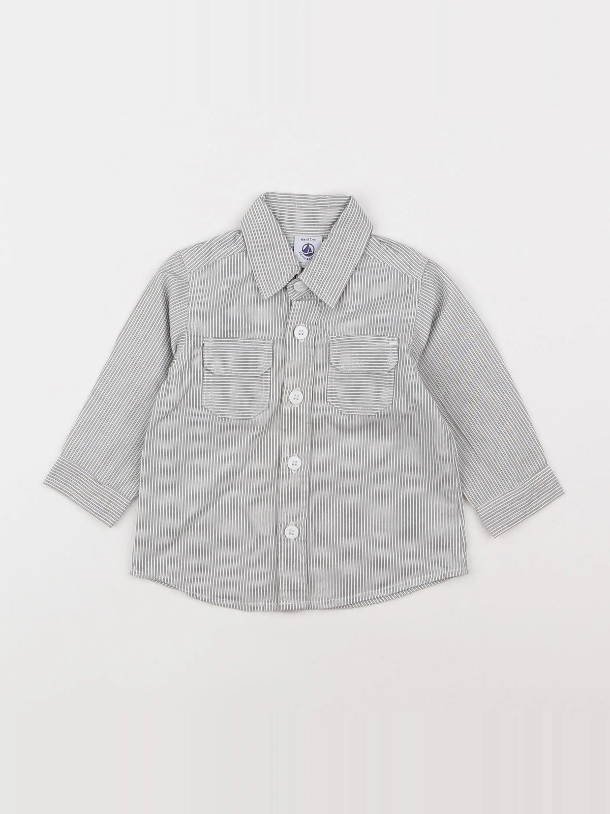 Petit Bateau - chemise gris - 6 mois