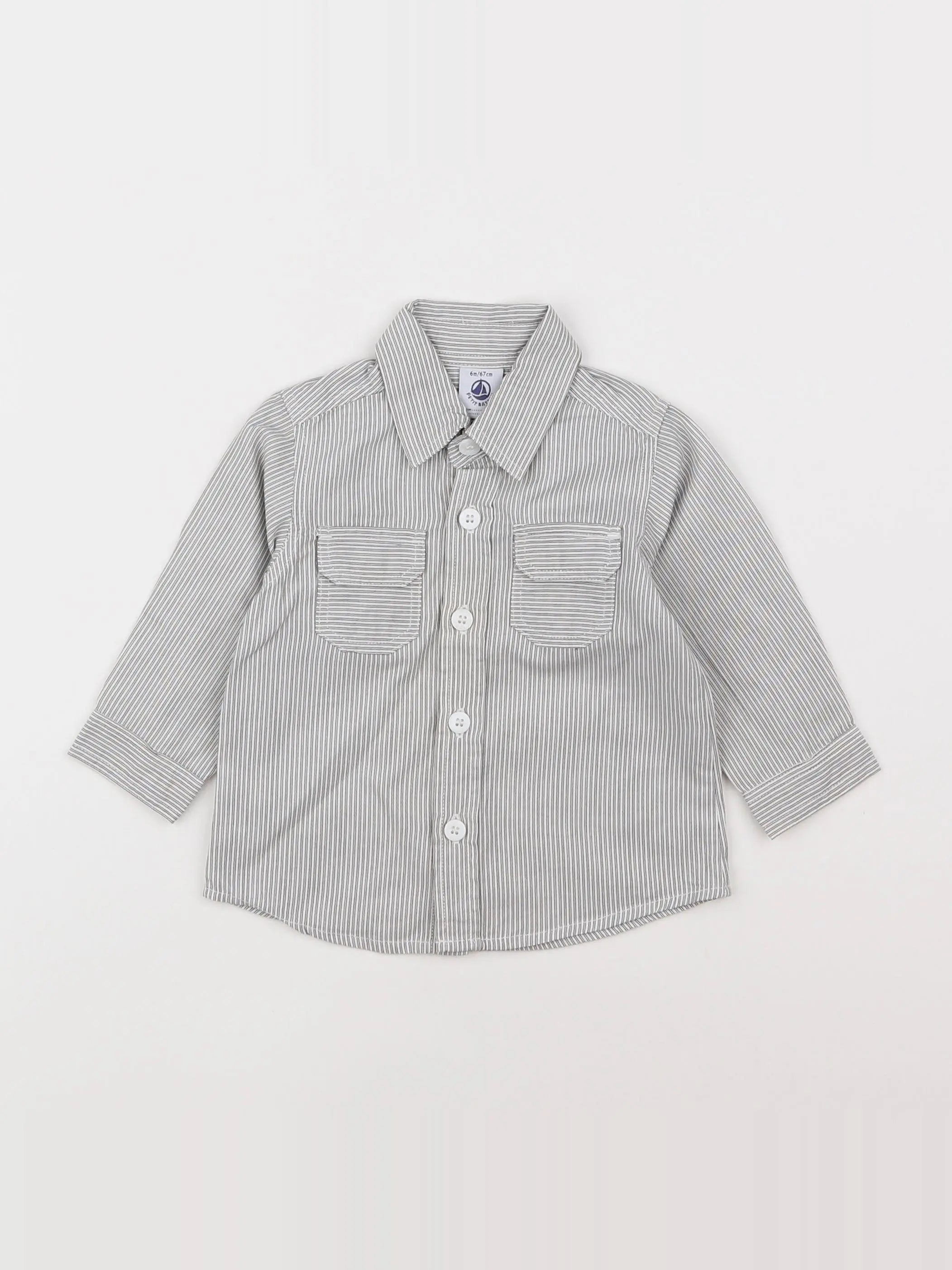 Petit Bateau - chemise gris - 6 mois
