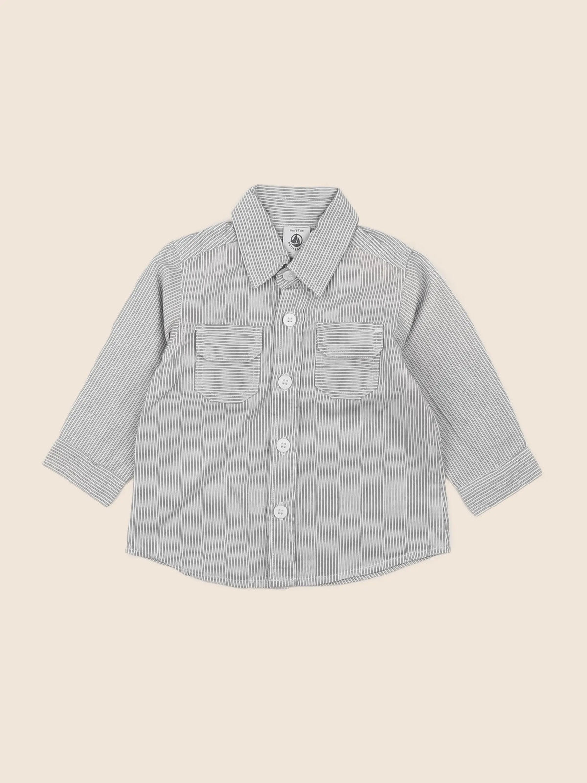 Petit Bateau - chemise gris - 6 mois