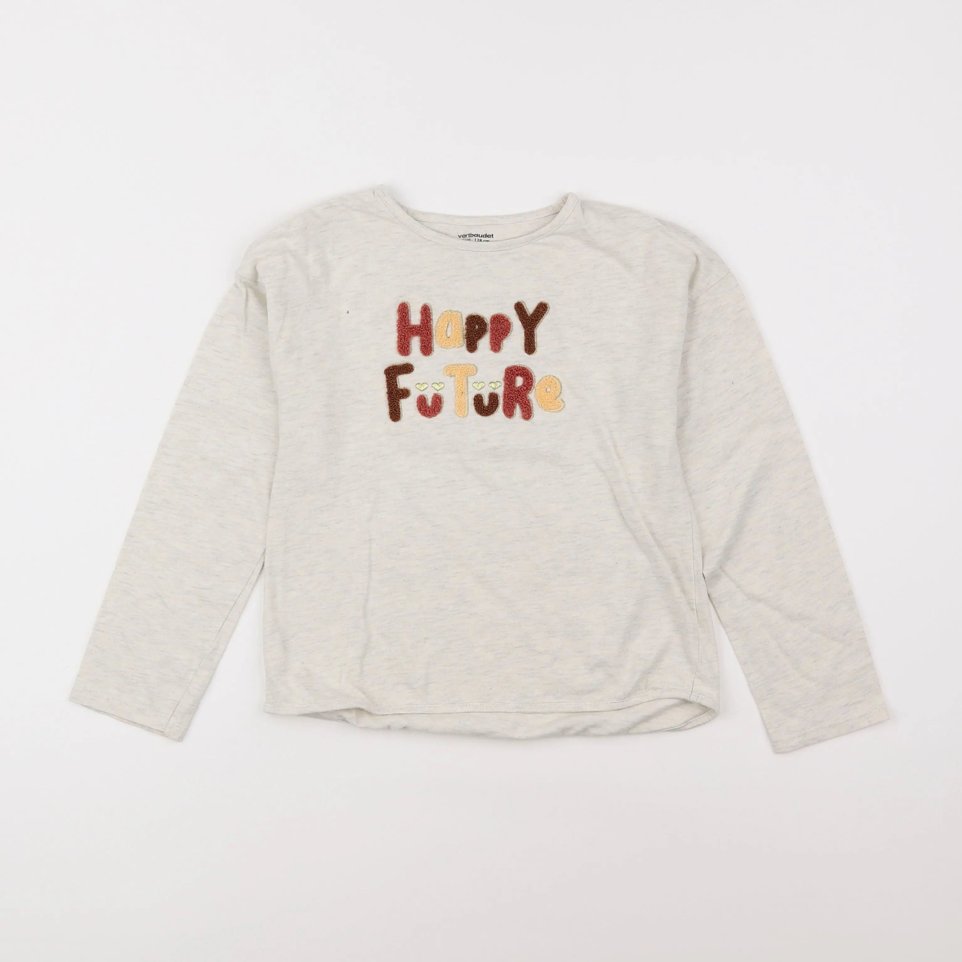 Vertbaudet - tee-shirt beige - 8 ans