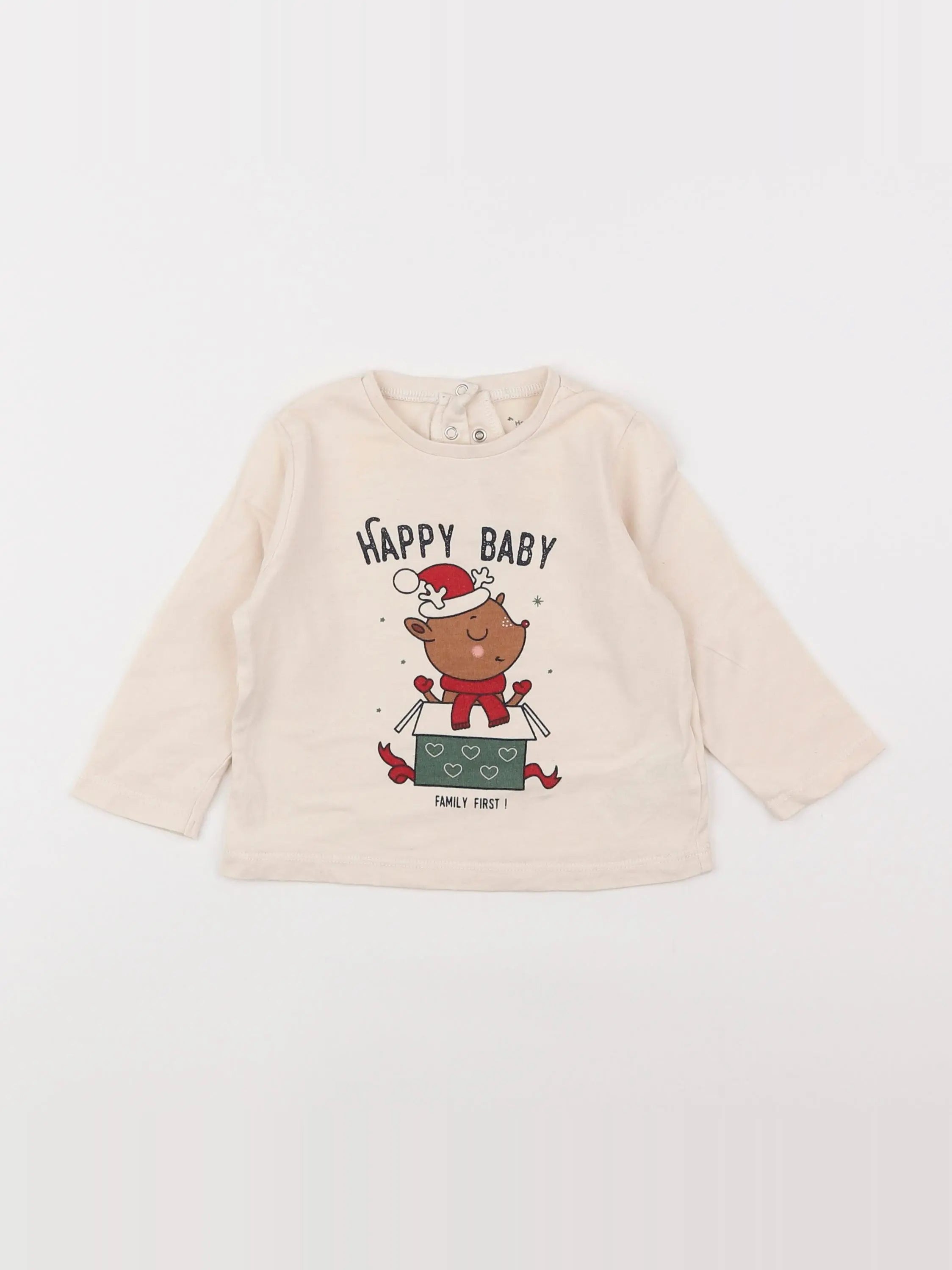 Vertbaudet - tee-shirt beige - 12 mois