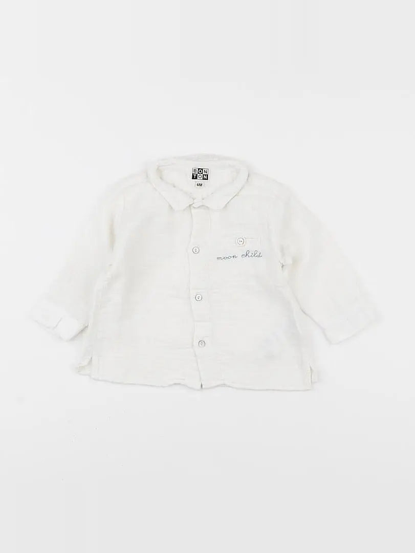 Bonton - chemise blanc - 6 mois