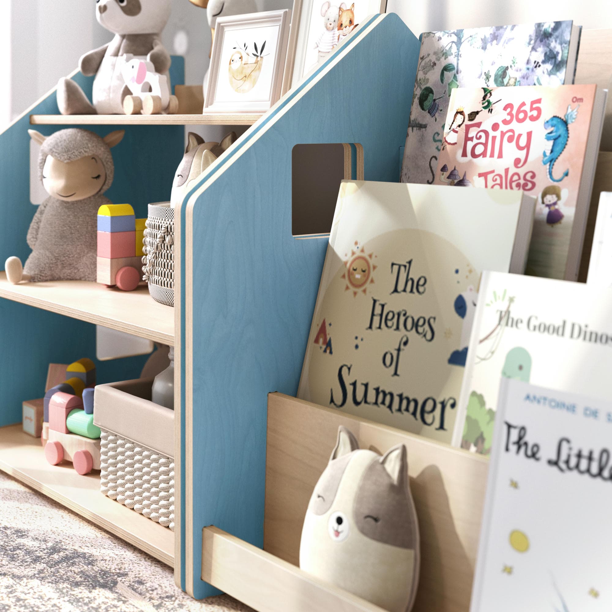 Bibliothèque enfant - Couleur bleu clair / rose