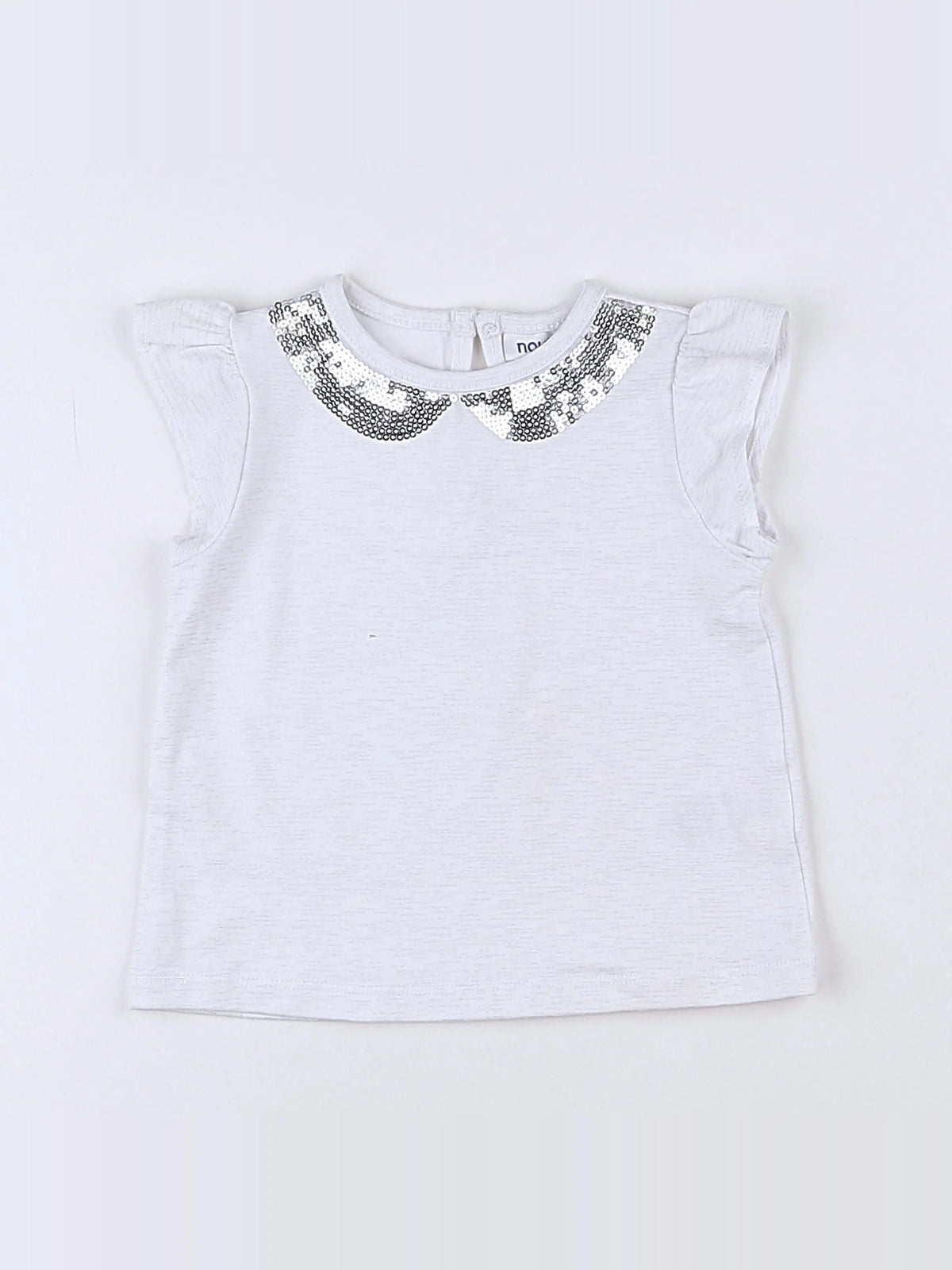 Noukie's - tee-shirt blanc, argent - 6 mois