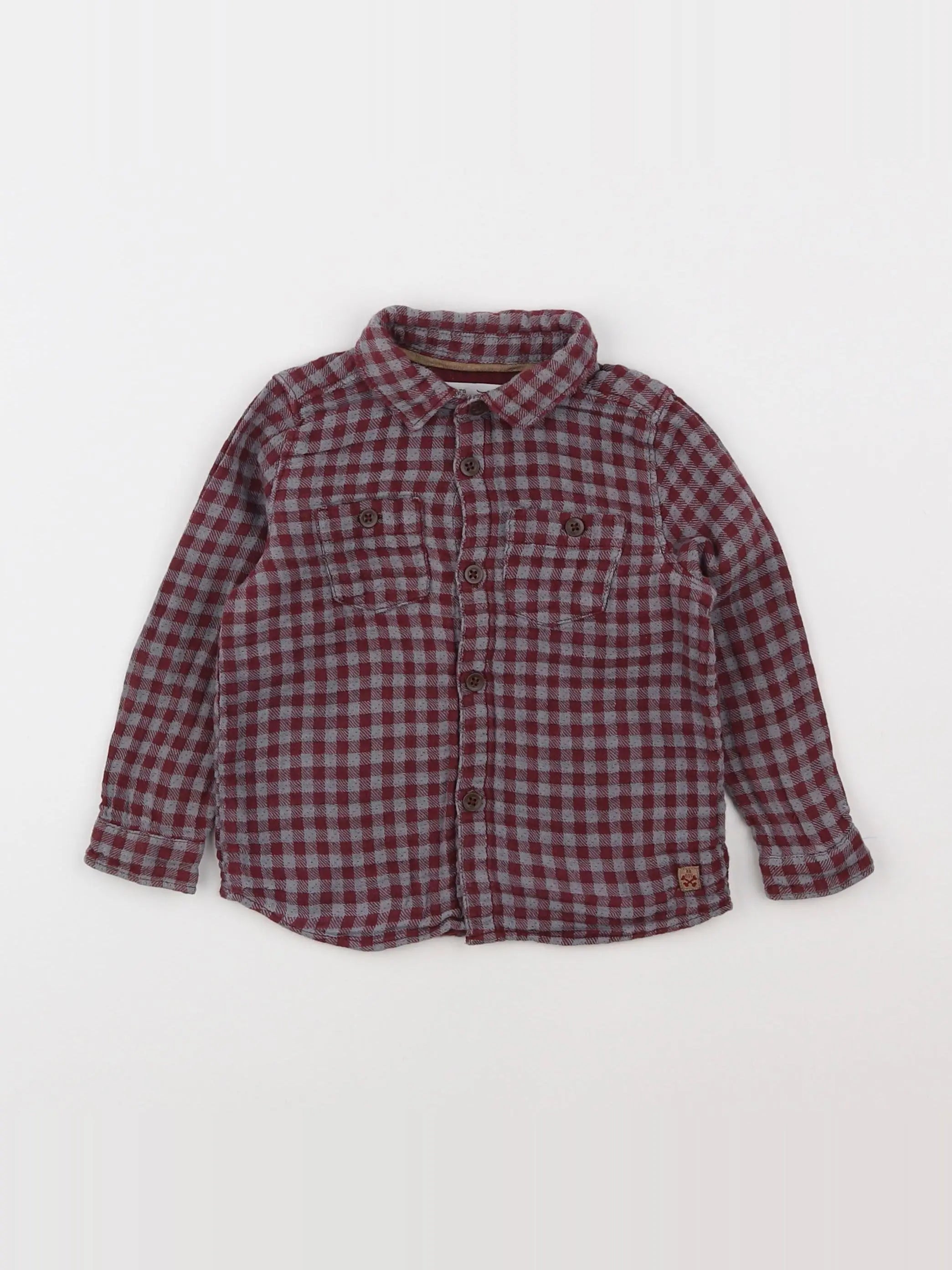Zara - chemise gris, rouge - 12/18 mois