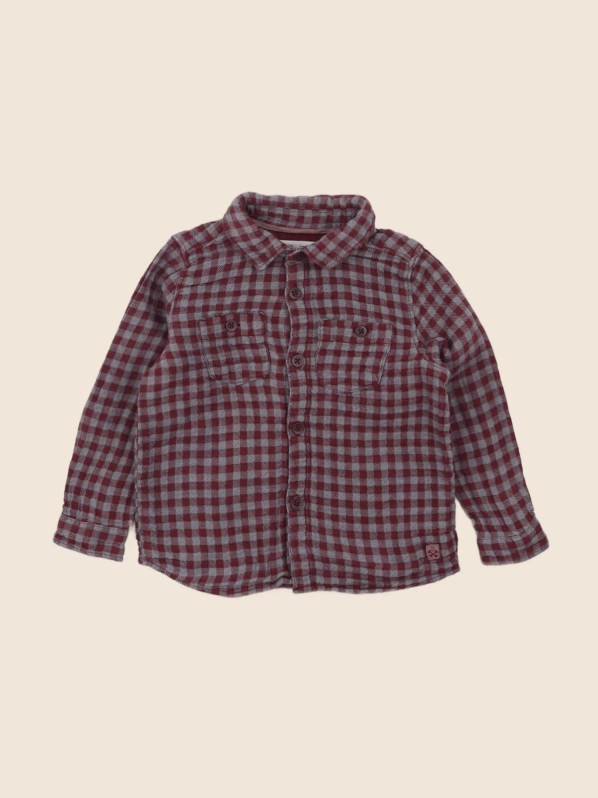 Zara - chemise gris, rouge - 12/18 mois