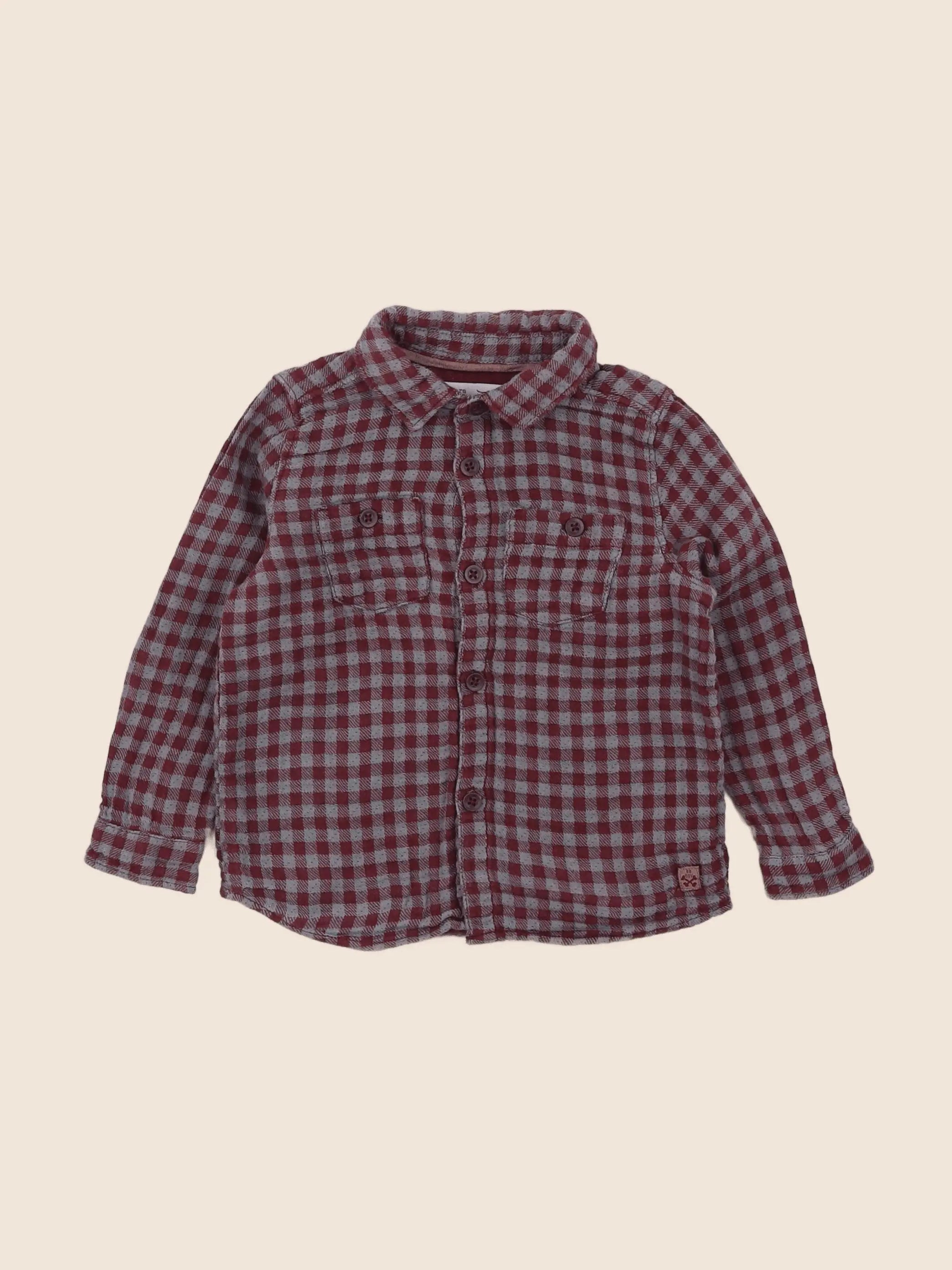 Zara - chemise gris, rouge - 12/18 mois