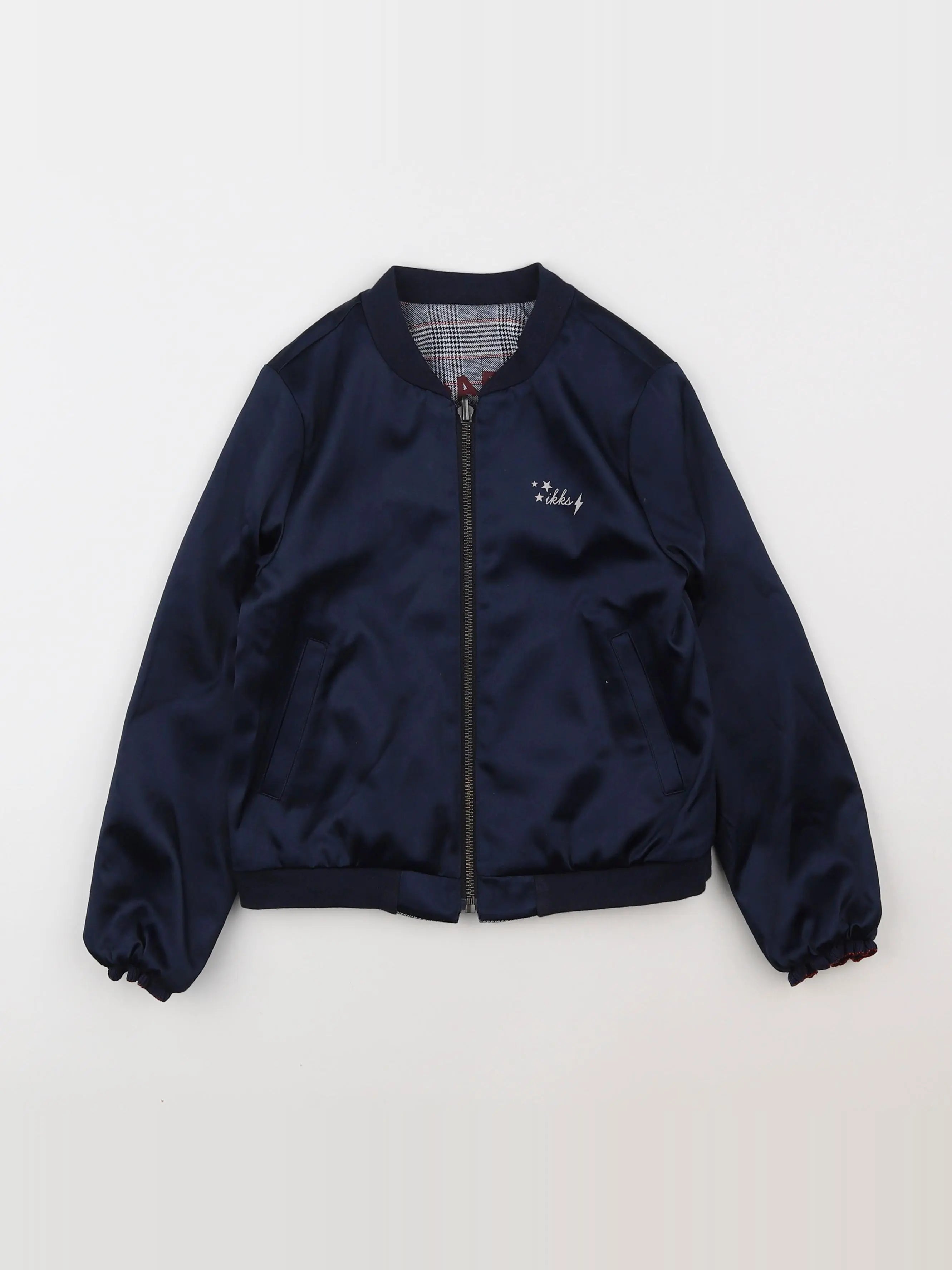 IKKS - veste réversible bleu, gris - 8 ans