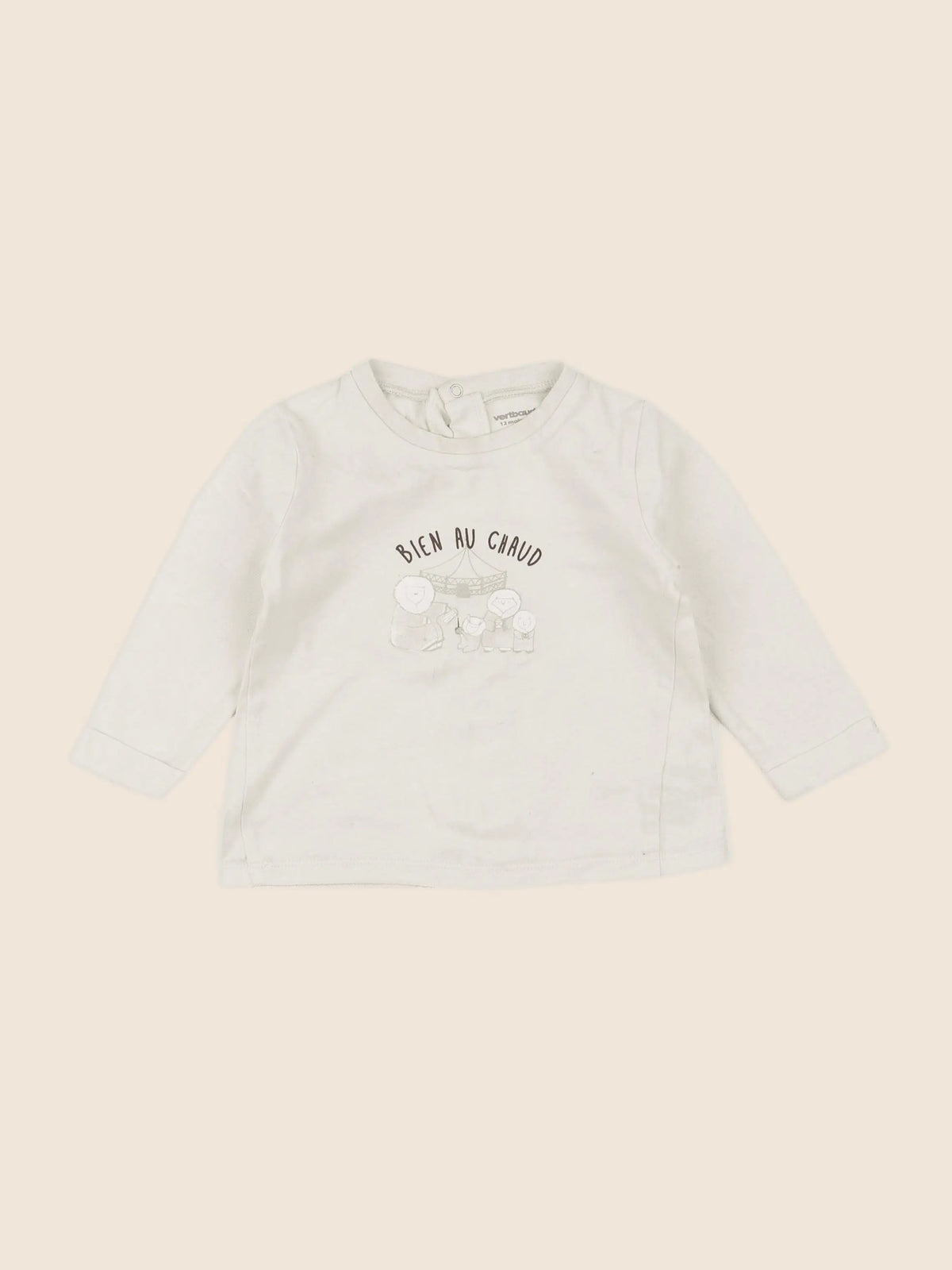 Vertbaudet - tee-shirt beige - 12 mois
