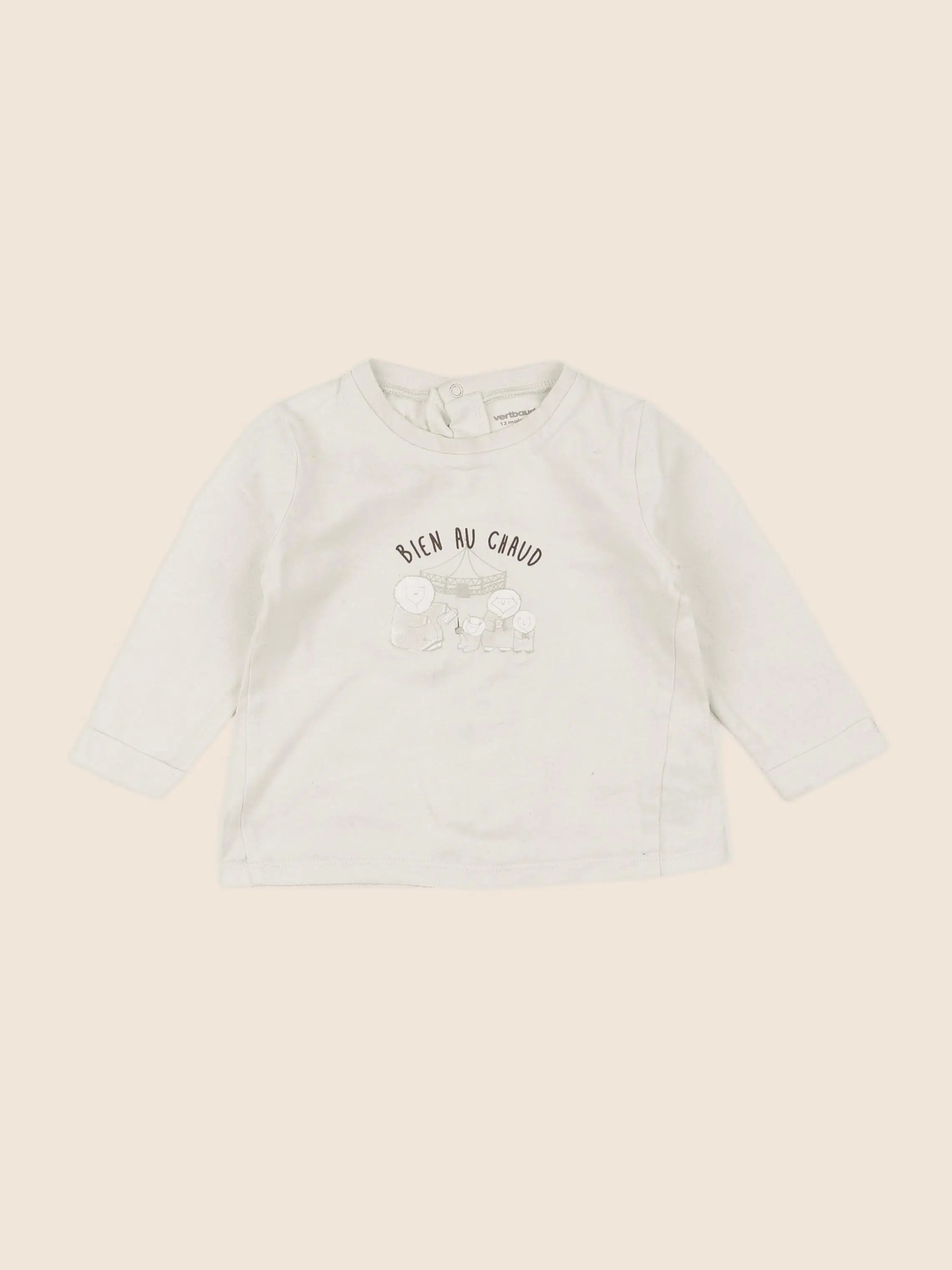 Vertbaudet - tee-shirt beige - 12 mois
