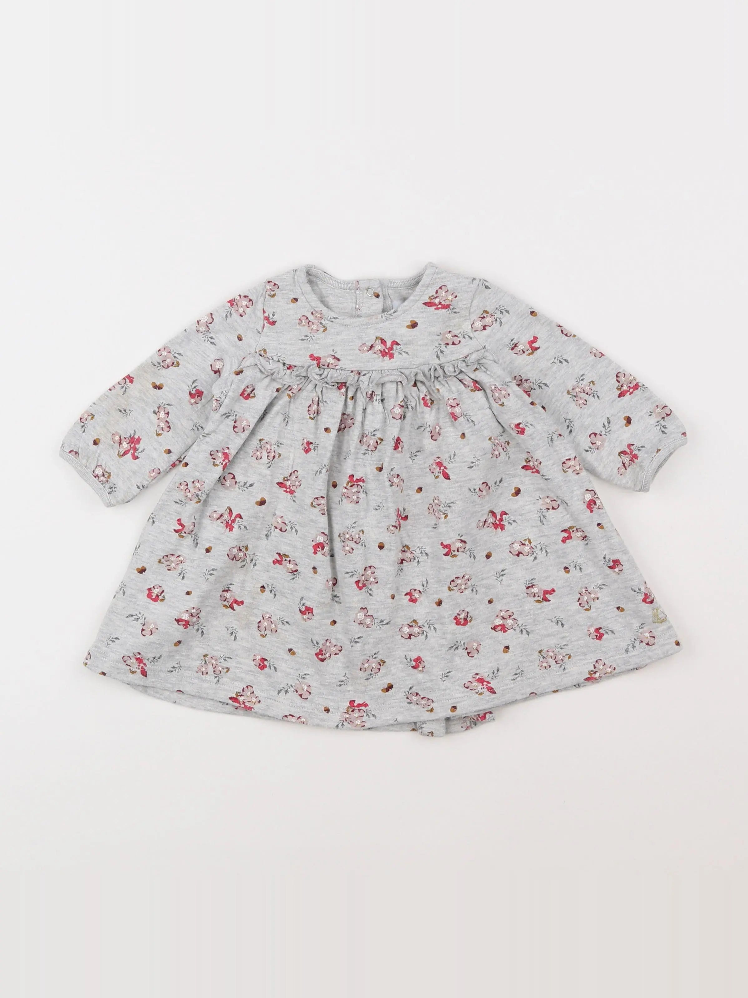 Petit Bateau - robe gris, rose - 6 mois