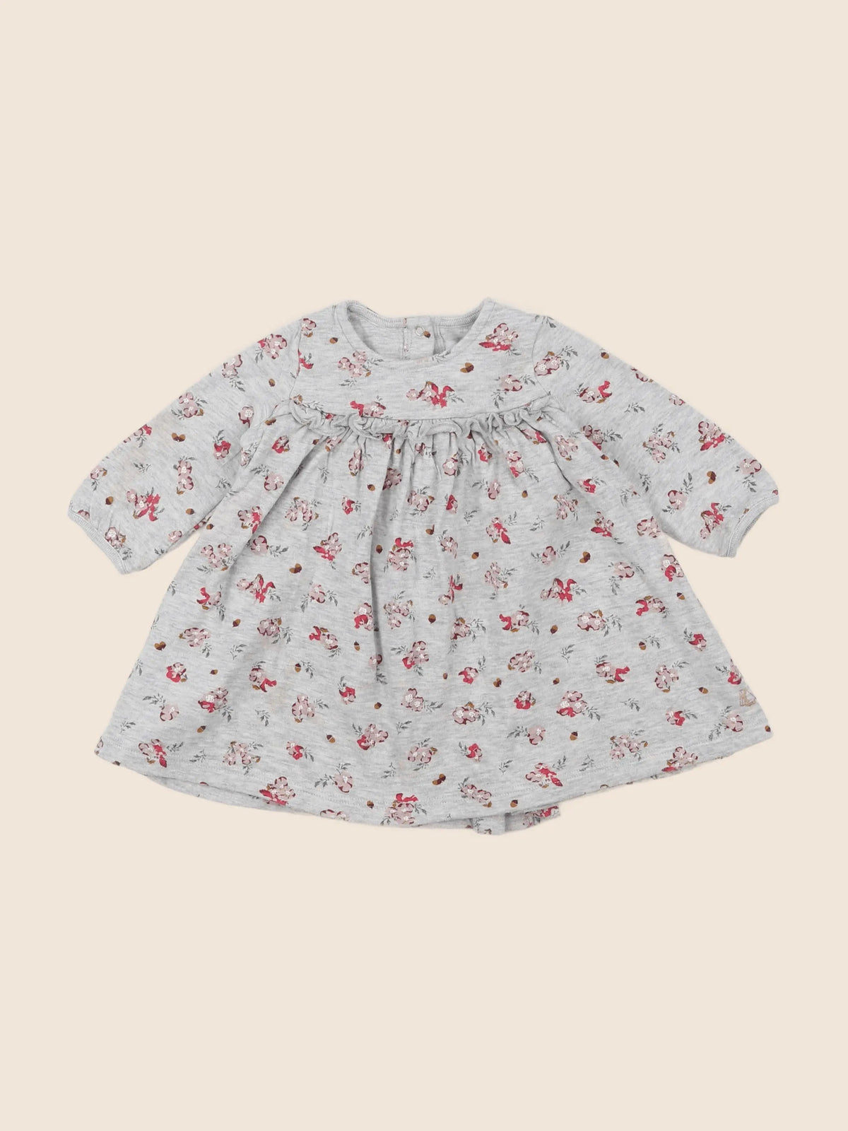 Petit Bateau - robe gris, rose - 6 mois
