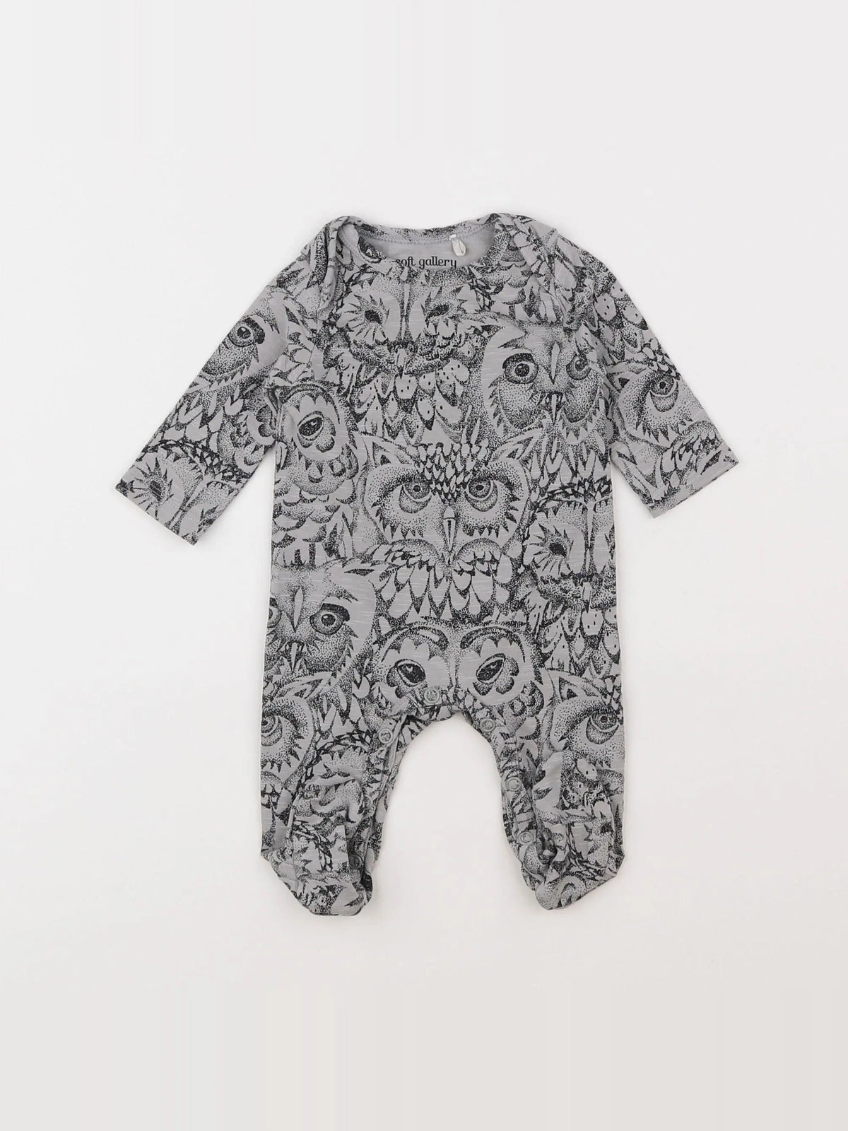 Soft Gallery - pyjama coton gris, noir - 0 mois