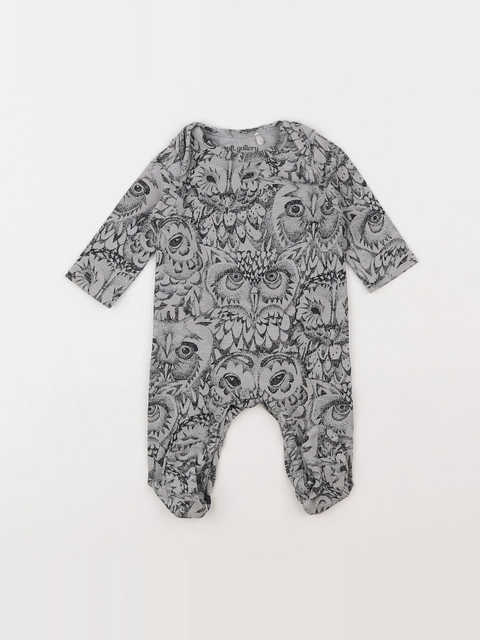 Soft Gallery - pyjama coton gris, noir - 0 mois