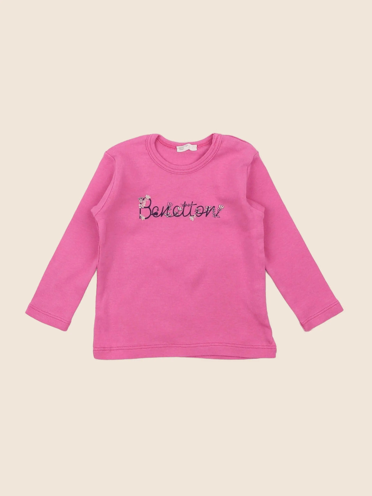 Benetton - tee-shirt rose - 6/9 mois