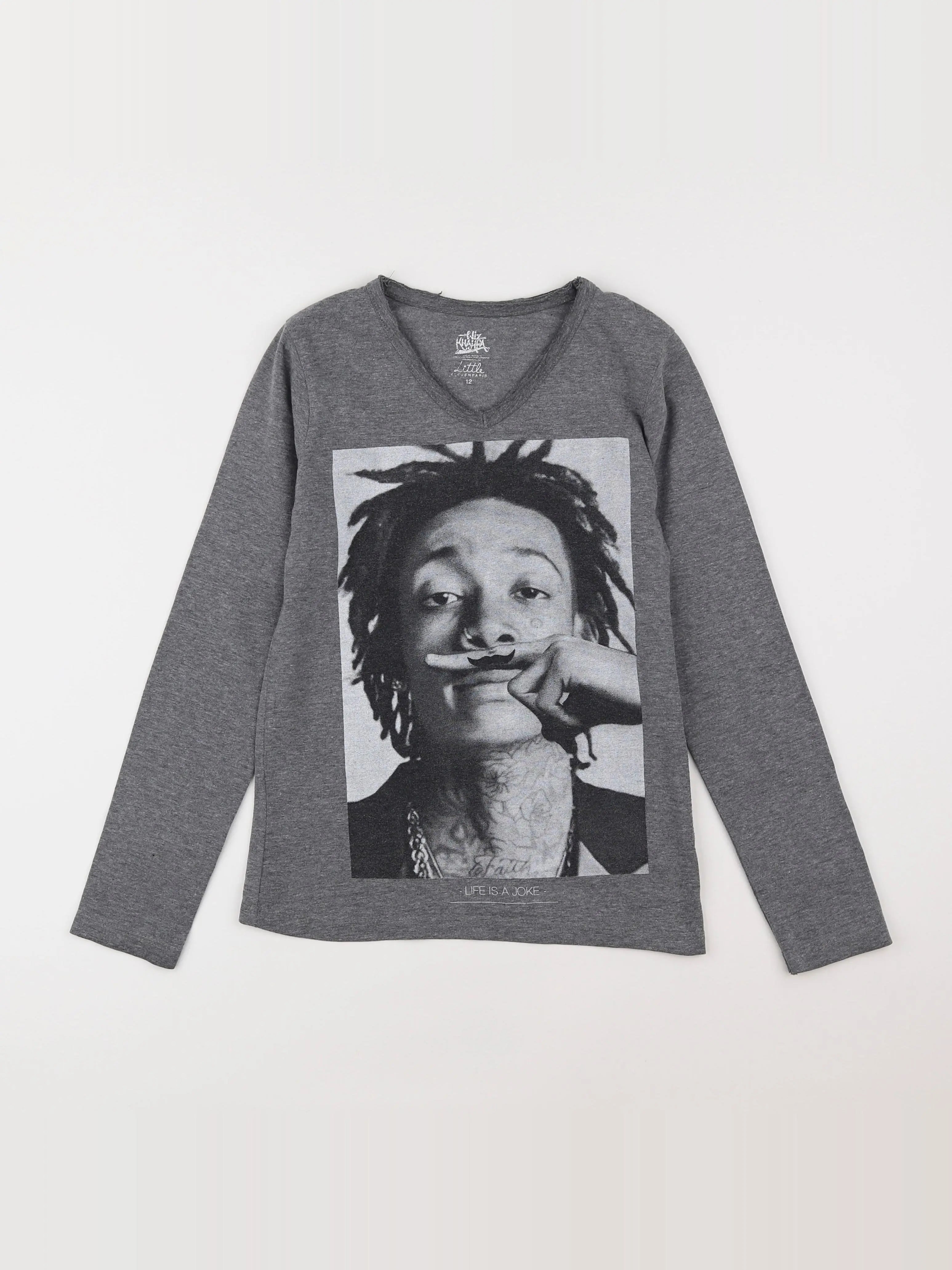 Little Eleven Paris - tee-shirt gris - 12 ans