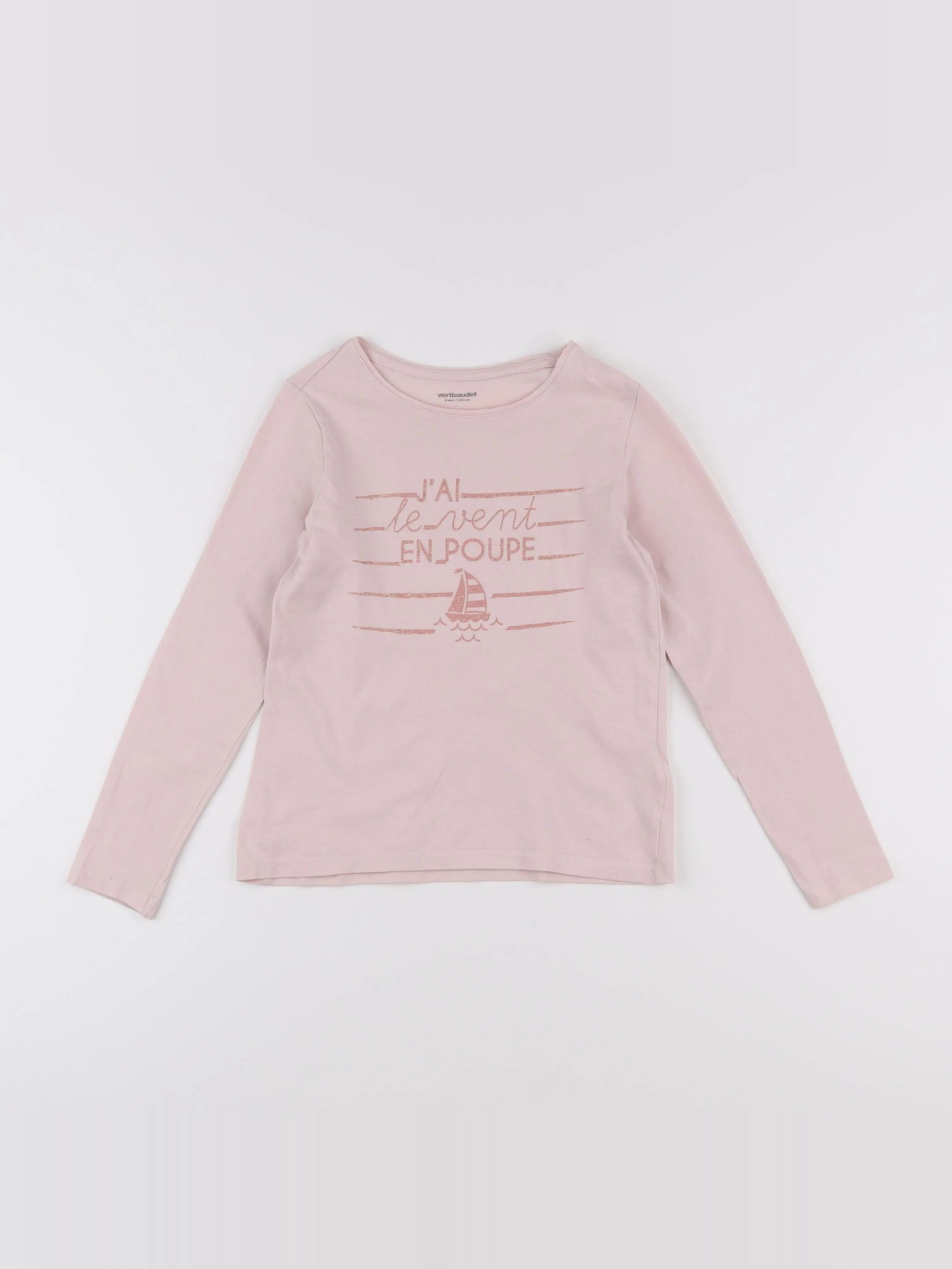 Vertbaudet - tee-shirt rose - 8 ans