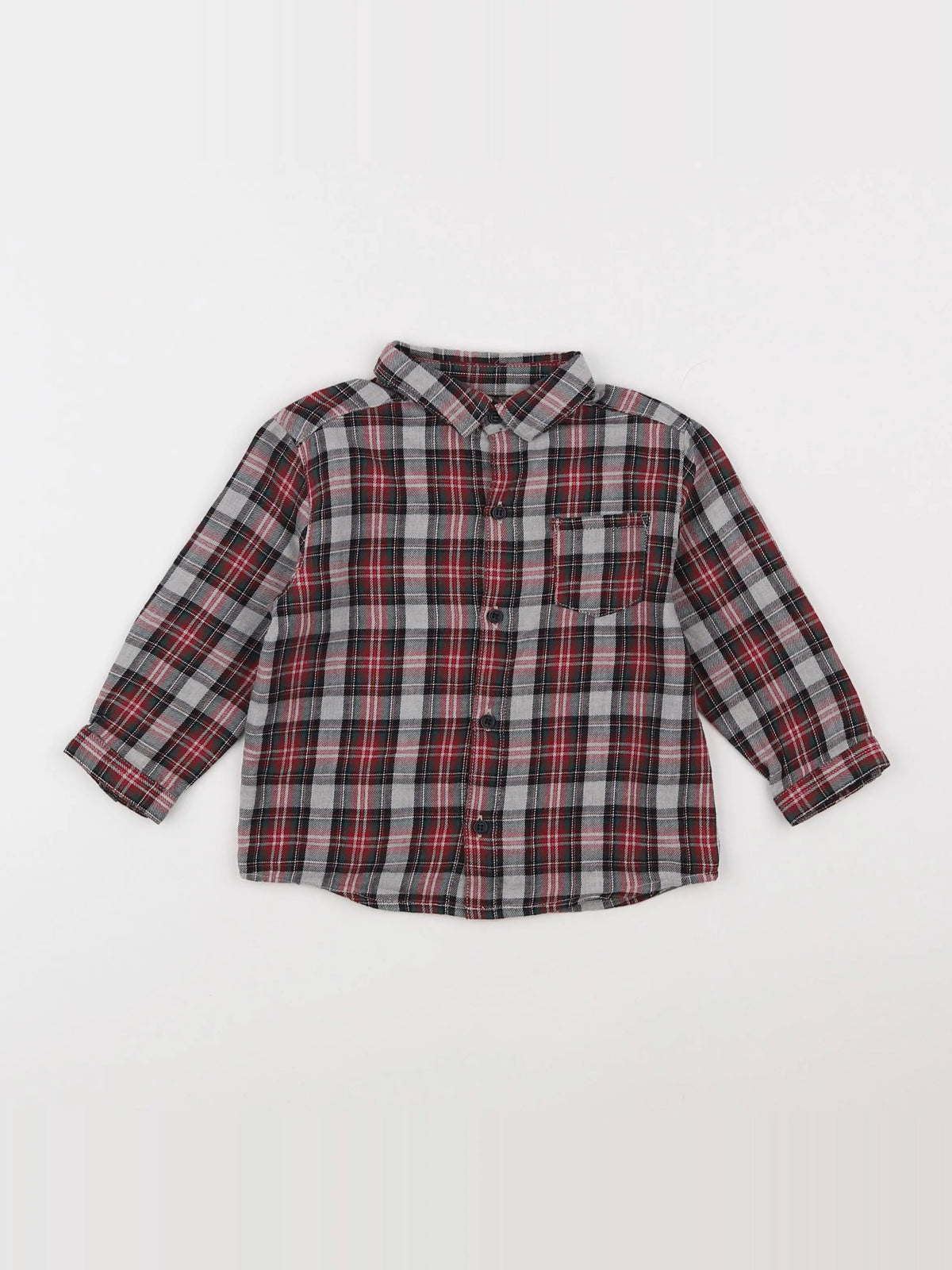 Boutchou - chemise blanc, rouge - 12 mois